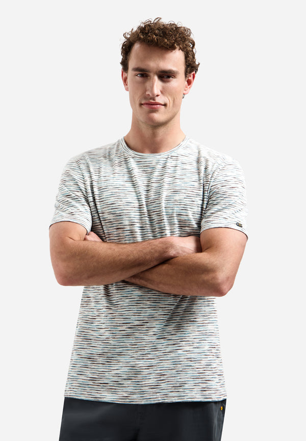 No Excess - Space Dye Stripe Tee - White