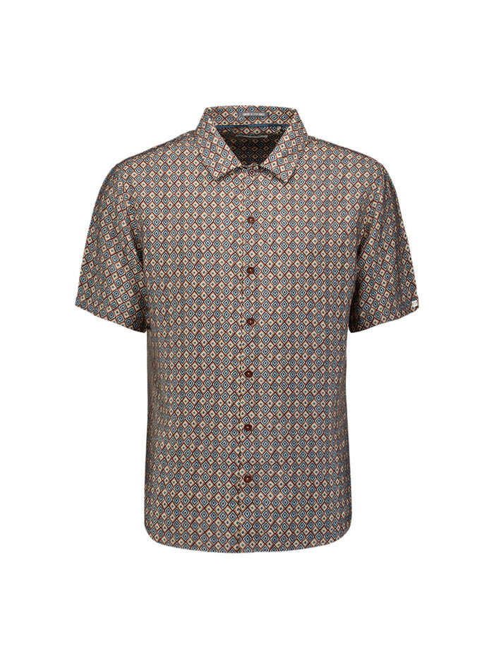 No Excess - Mosaic Diamond SS Shirt - Seablue