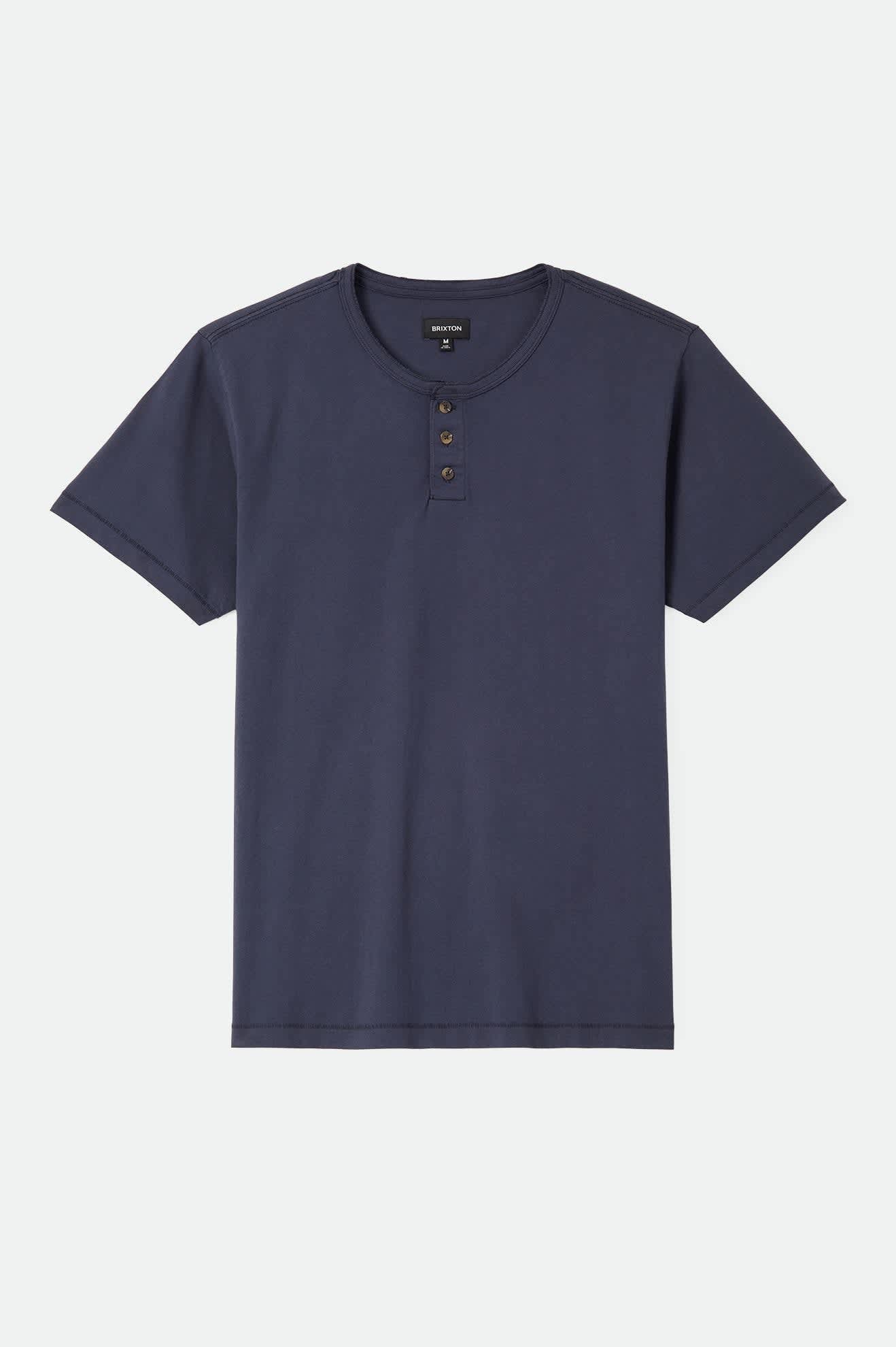 Brixton - Baseline Henley Tee - Washed Navy Vintage Wash