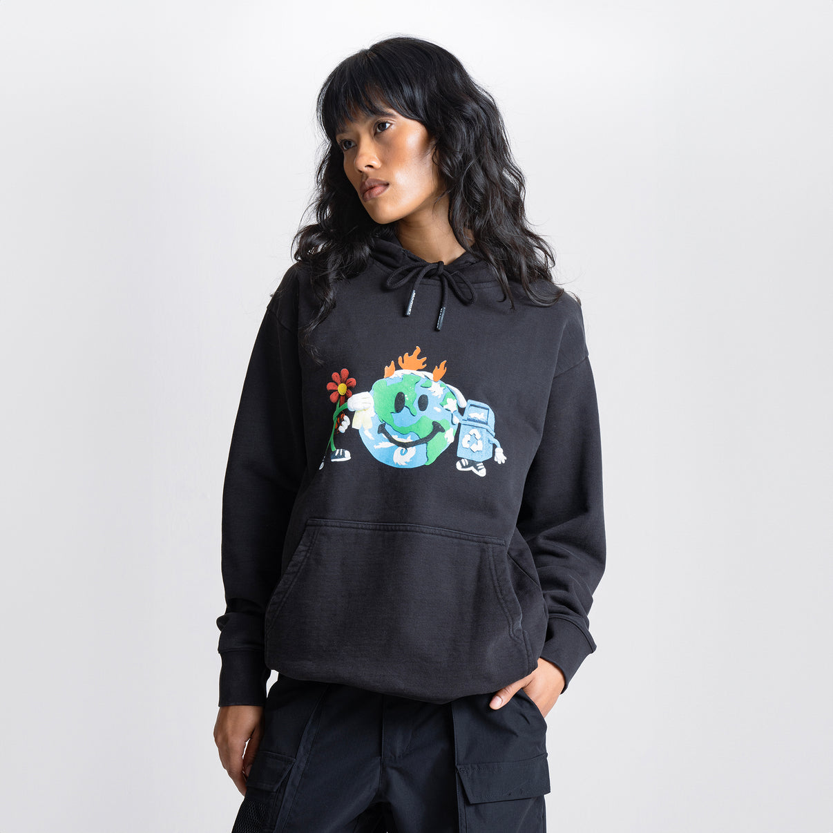 Market - Smiley Studios Hoodie - Washed Black