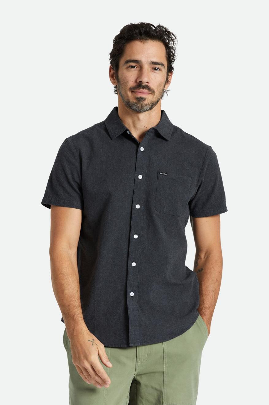 Brixton - Charter Textured Weave SS Shirt - Heather Black