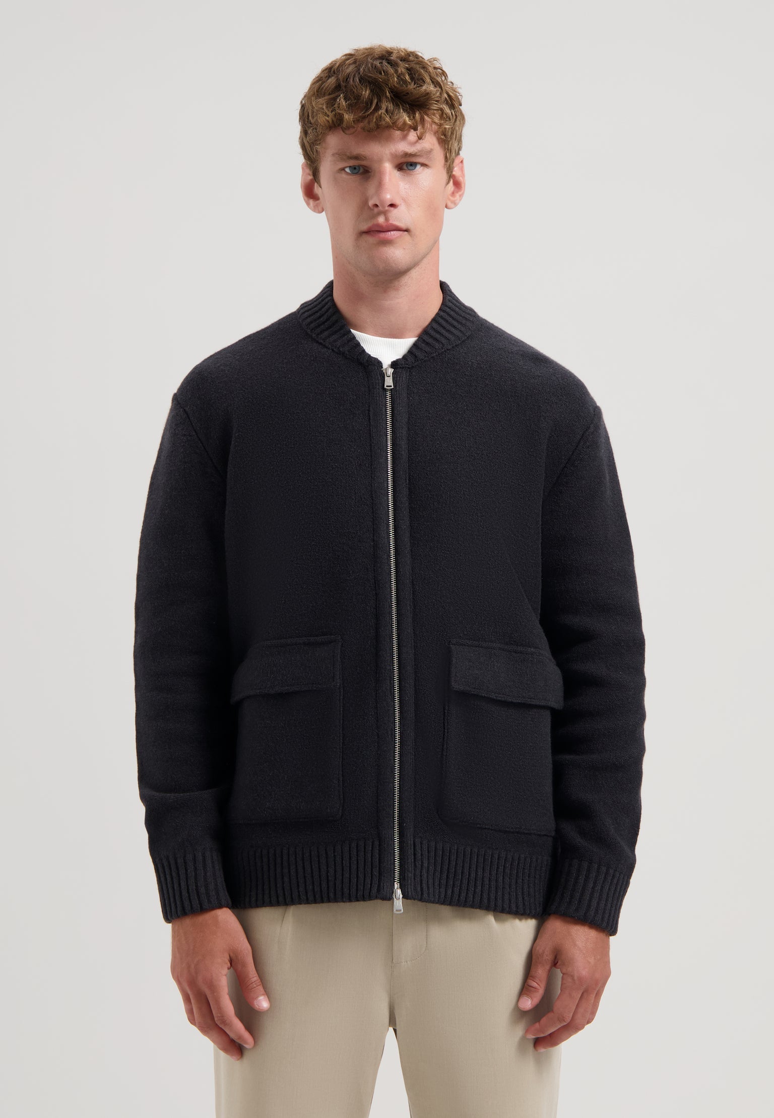 Dstrezzed - Boden Knitted Bomber Jacket - Dark Gray