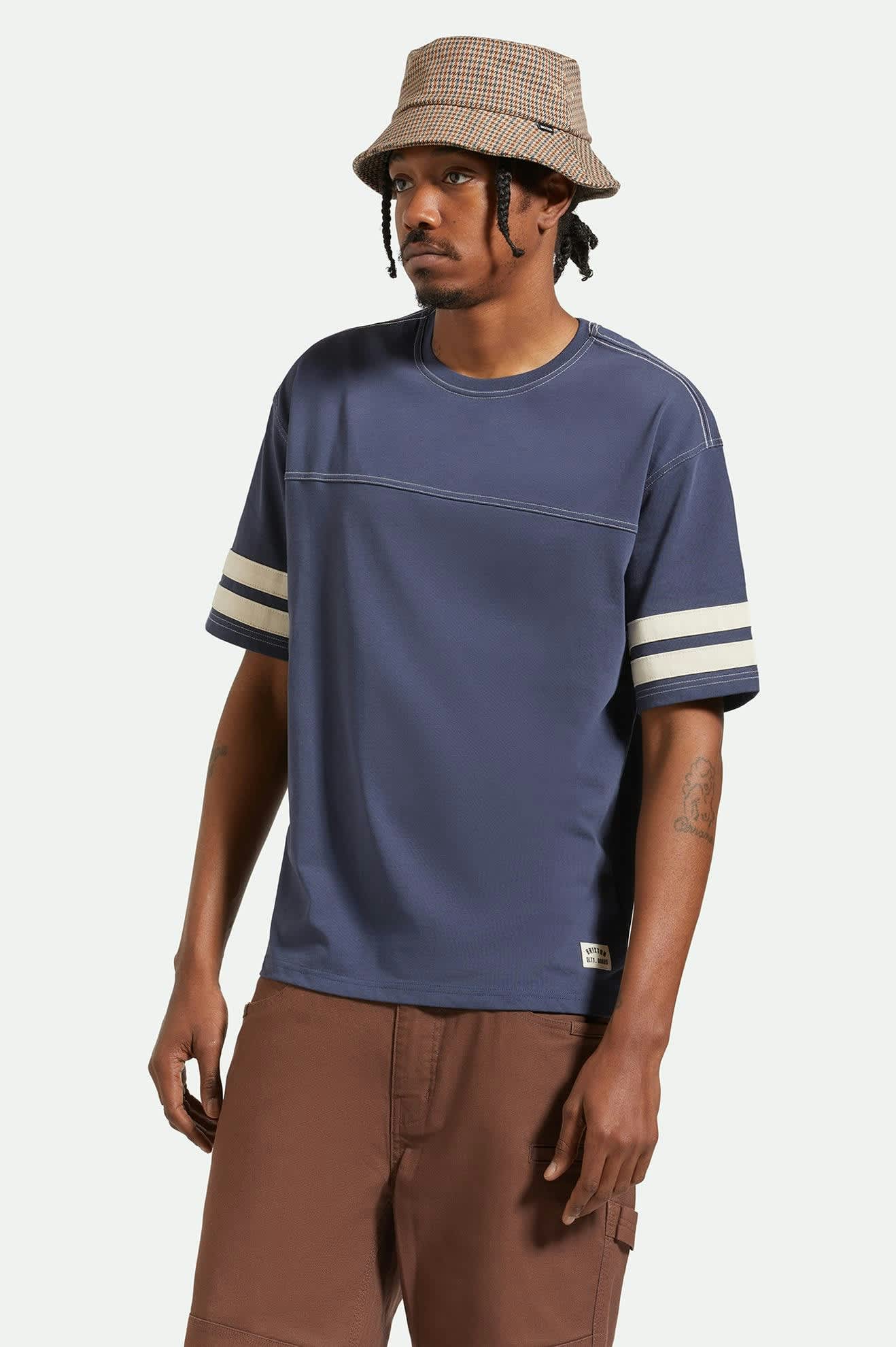 Brixton - Varsity Heavyweight Football Tee - Washed Navy