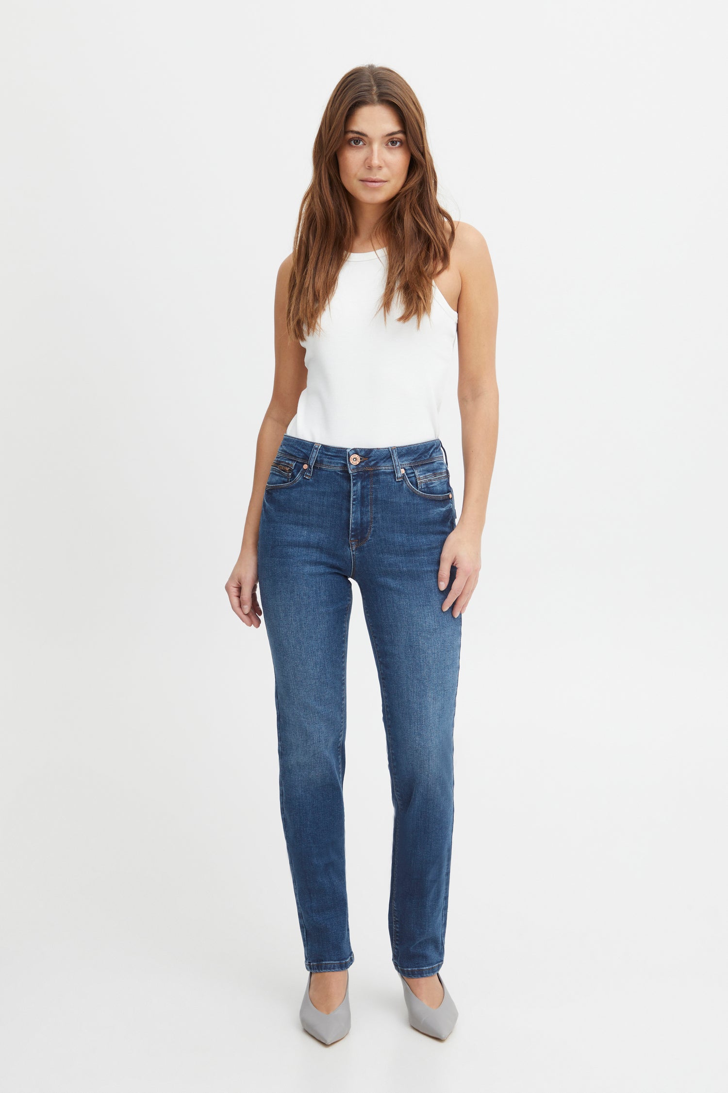 Pulz - Sandra (Emma) Straight Jean - Medium Blue Denim