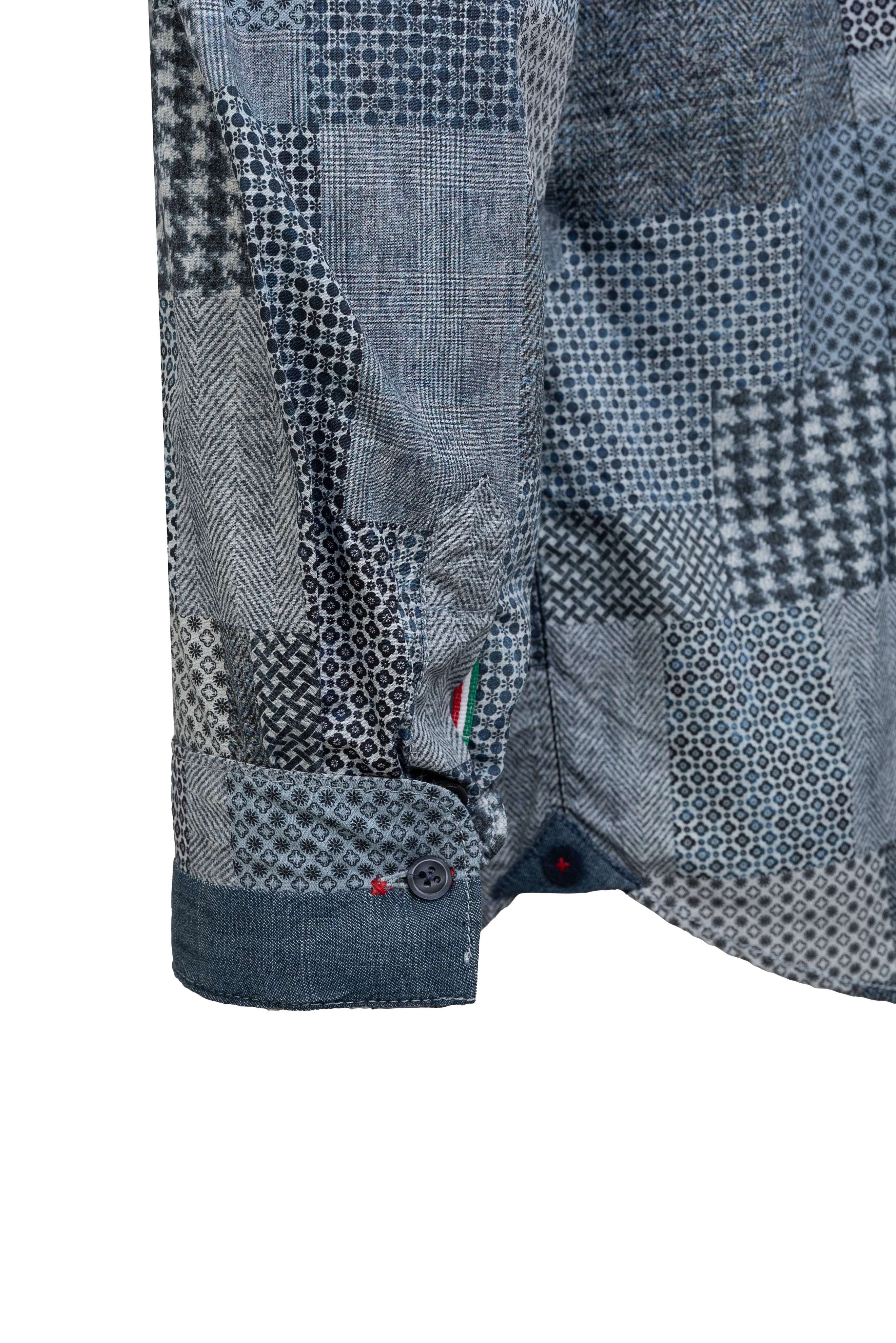 Fil Noir - Giuseppe HBD Shirt - Patchwork Indigo