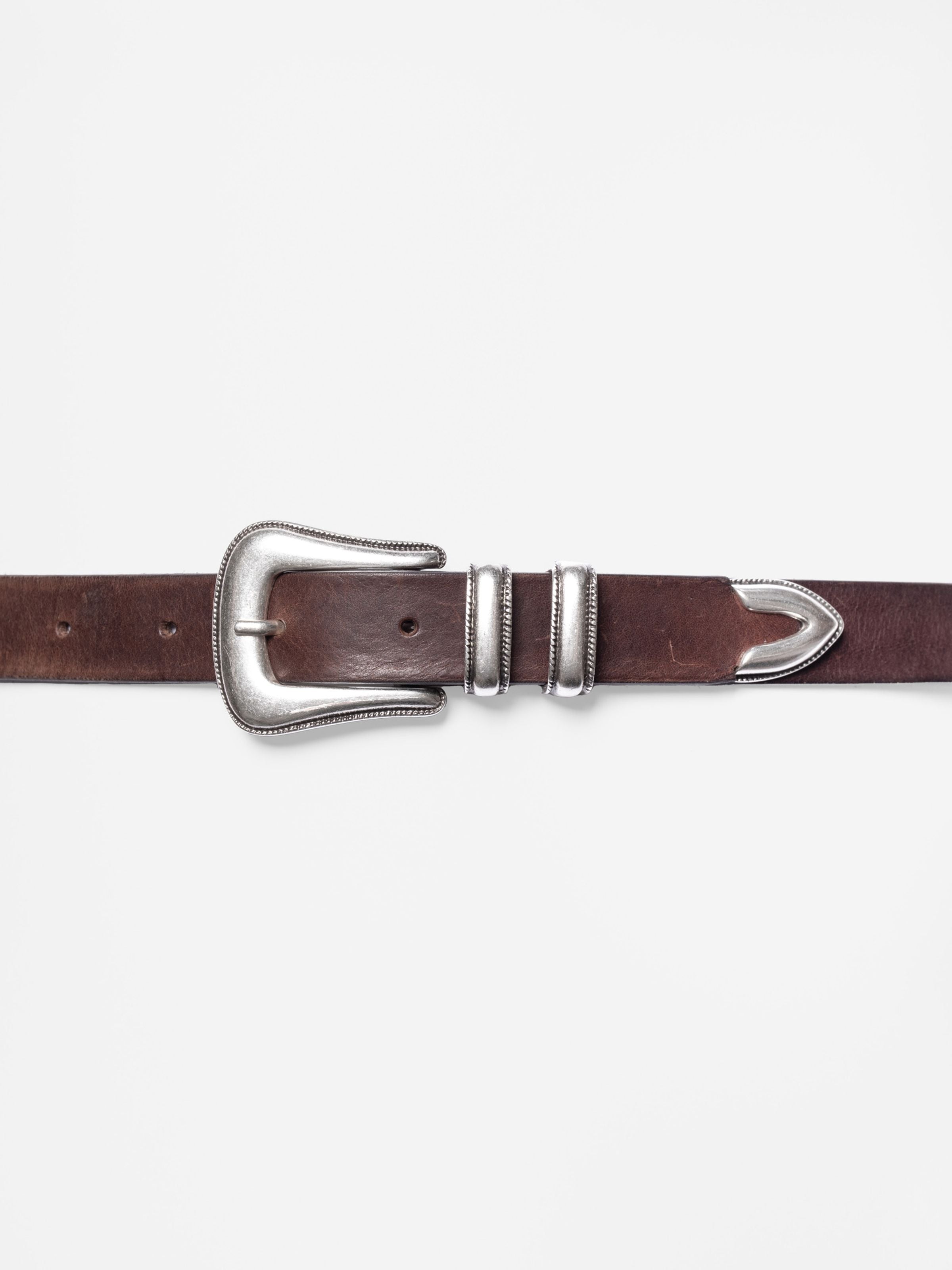 Nudie - Western Silver Belt - Dark Brown