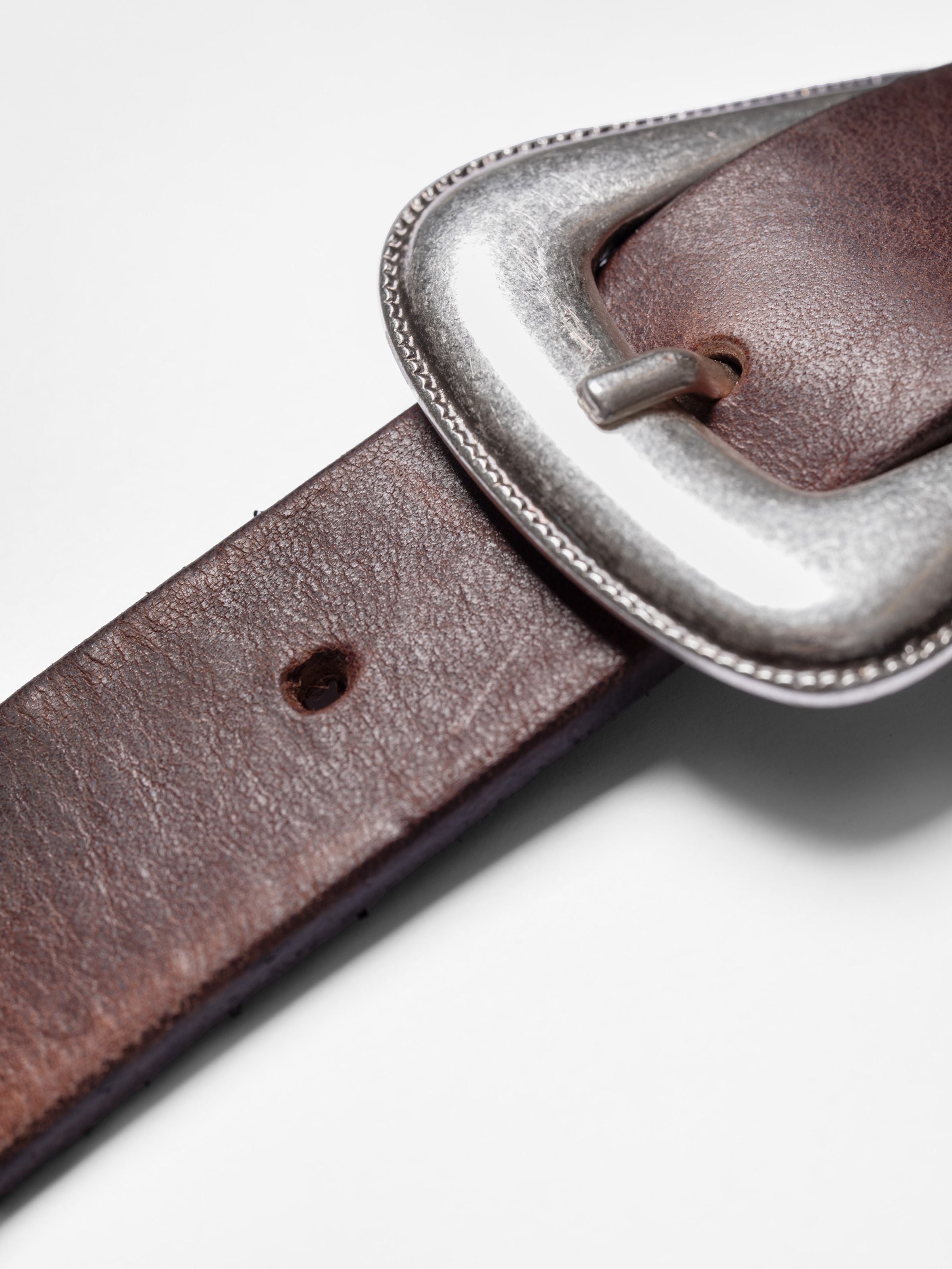 Nudie - Western Silver Belt - Dark Brown