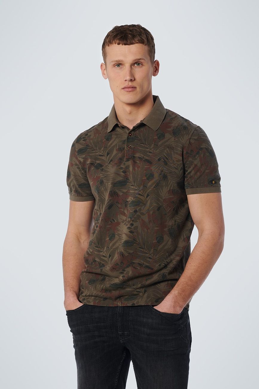 No Excess - Camouflage Printed Pique Polo - Army