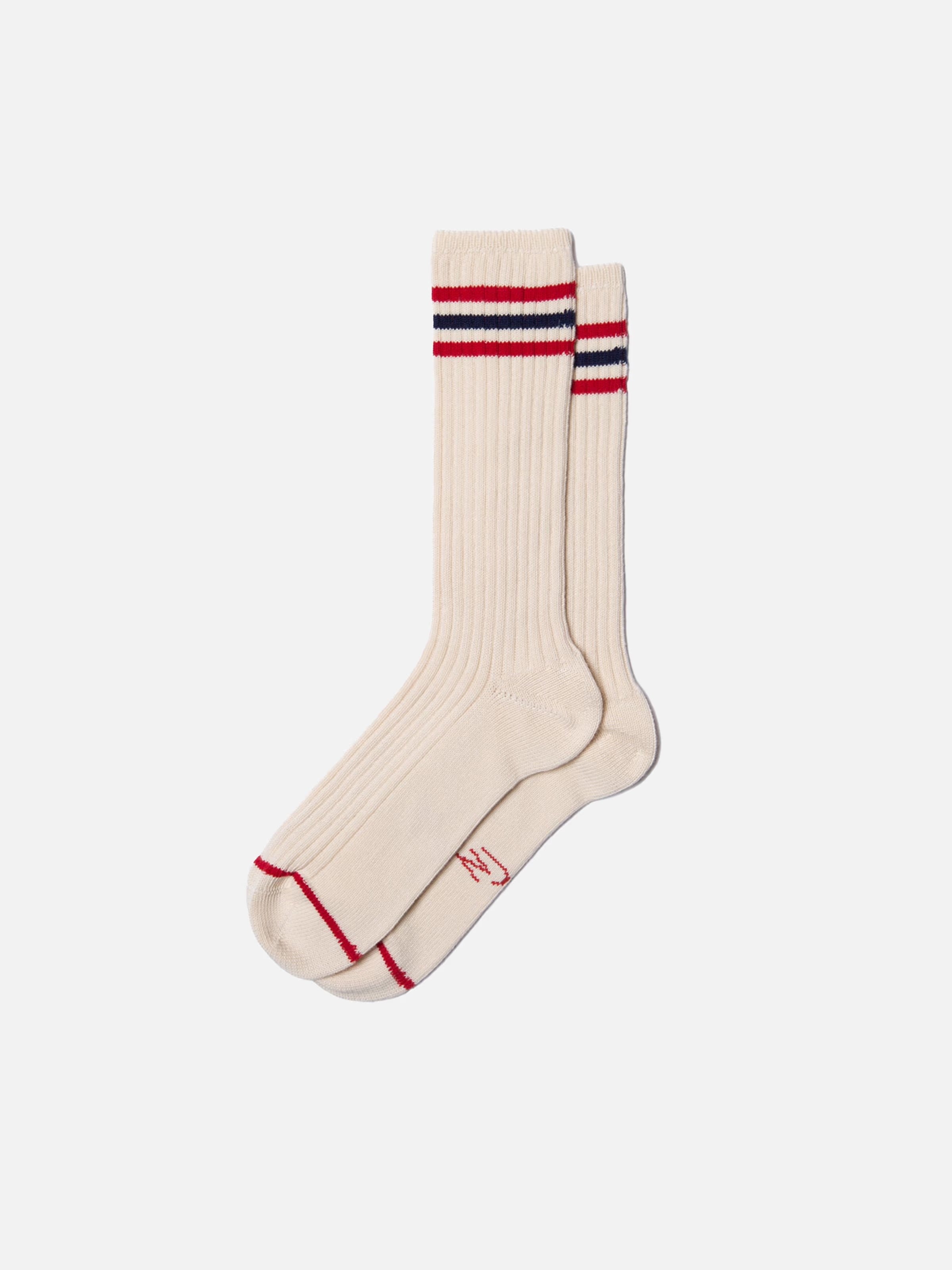 Nudie - Mens Tennis Socks Retro - Offwhite/Red