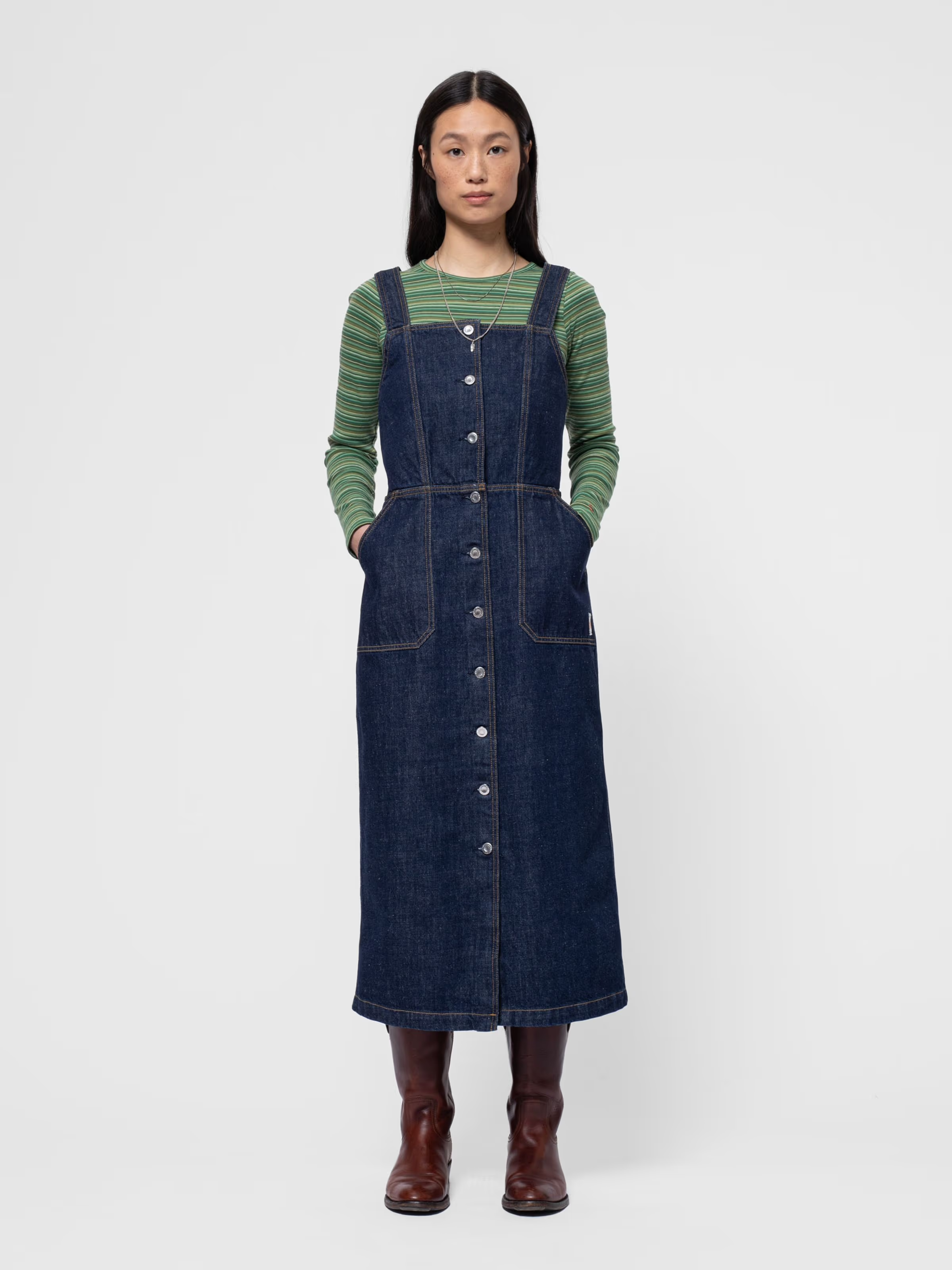 Nudie - Mona Denim Dress 40s Redcast - Dark Blue