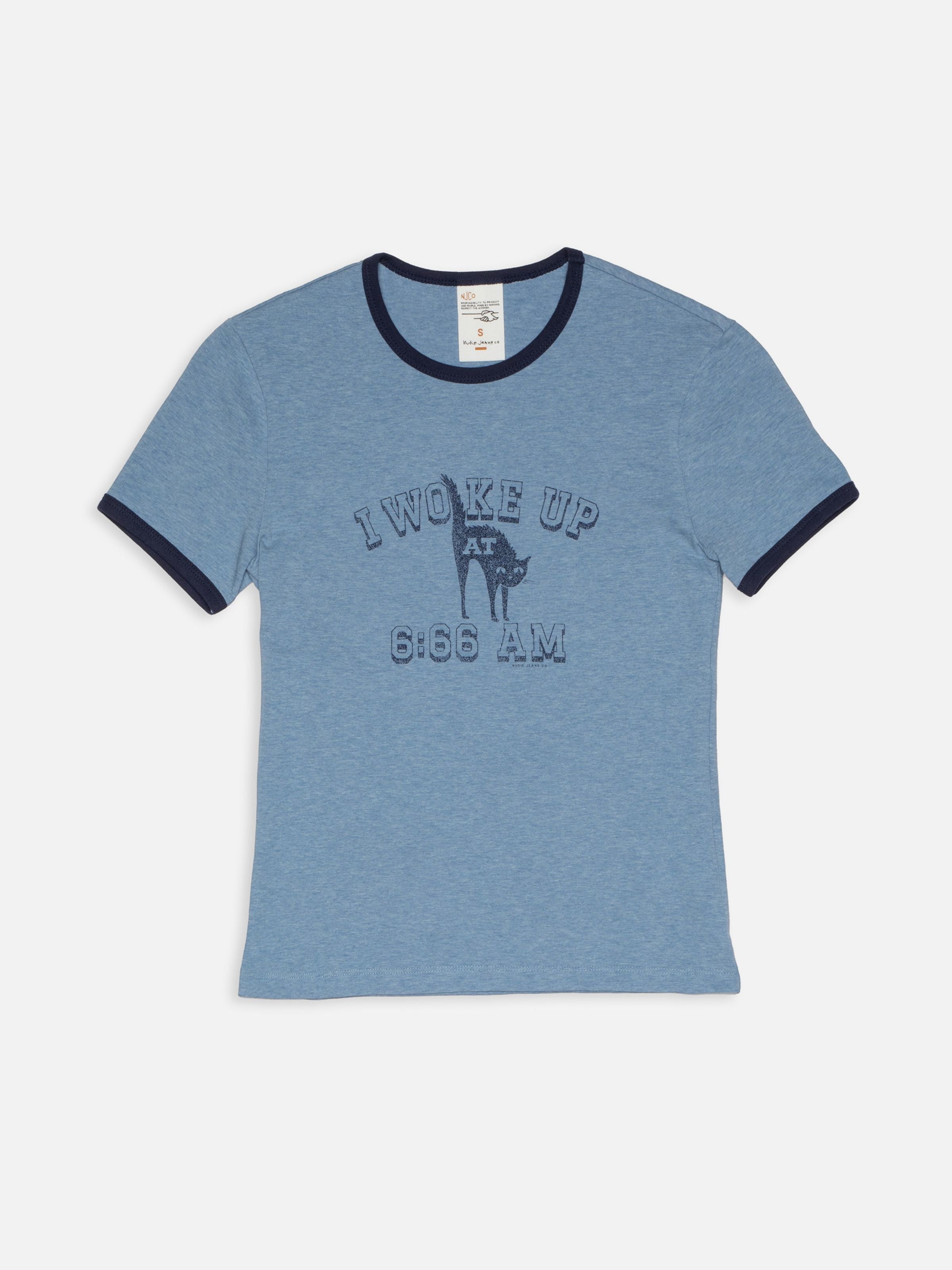 Nudie - Eve 6-66 Ringer Tee - Bluemelange