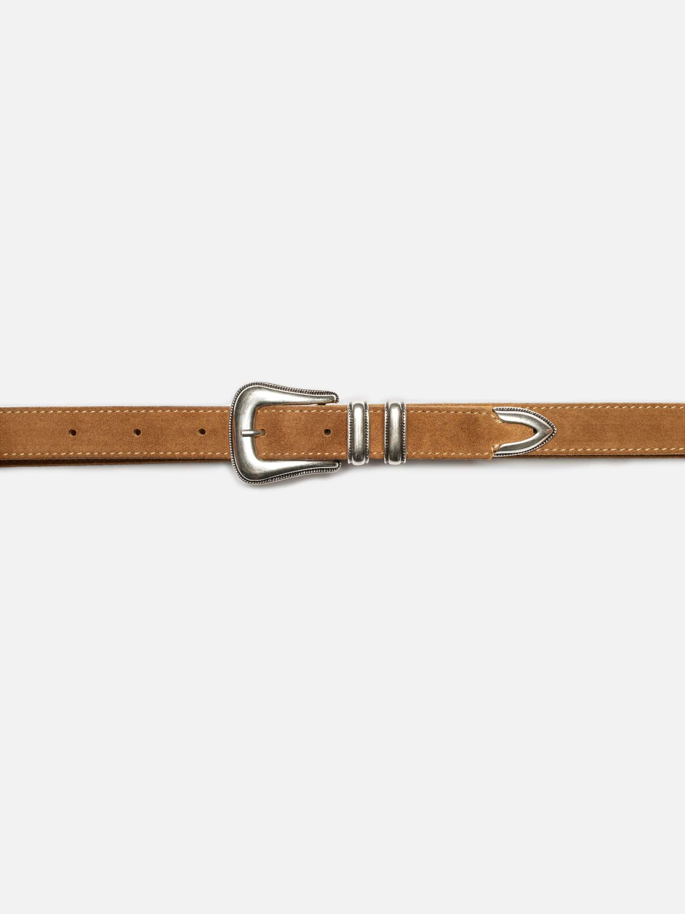 Nudie - Western Suede Silver Belt - Tobacco