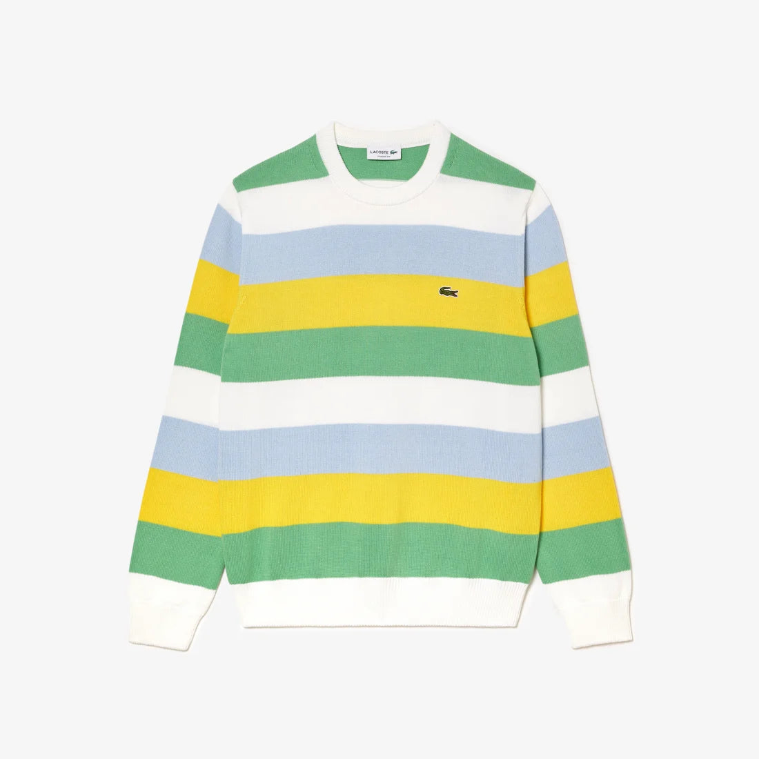 Lacoste - Essentials Stripe Cotton  Knit - White/Yellow/Green