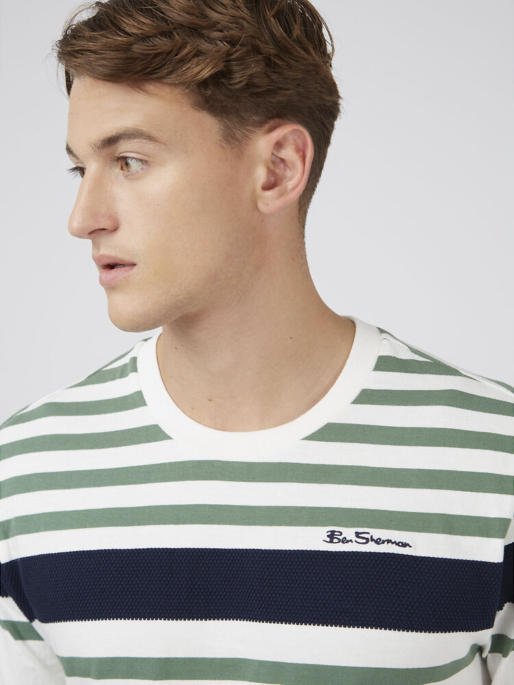 Ben Sherman - Engineered Stripe Tee - Snow White
