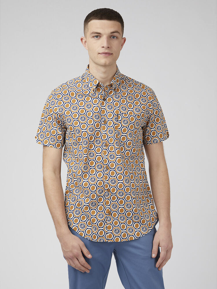Ben Sherman - Block Geo Print SS Shirt - Tan