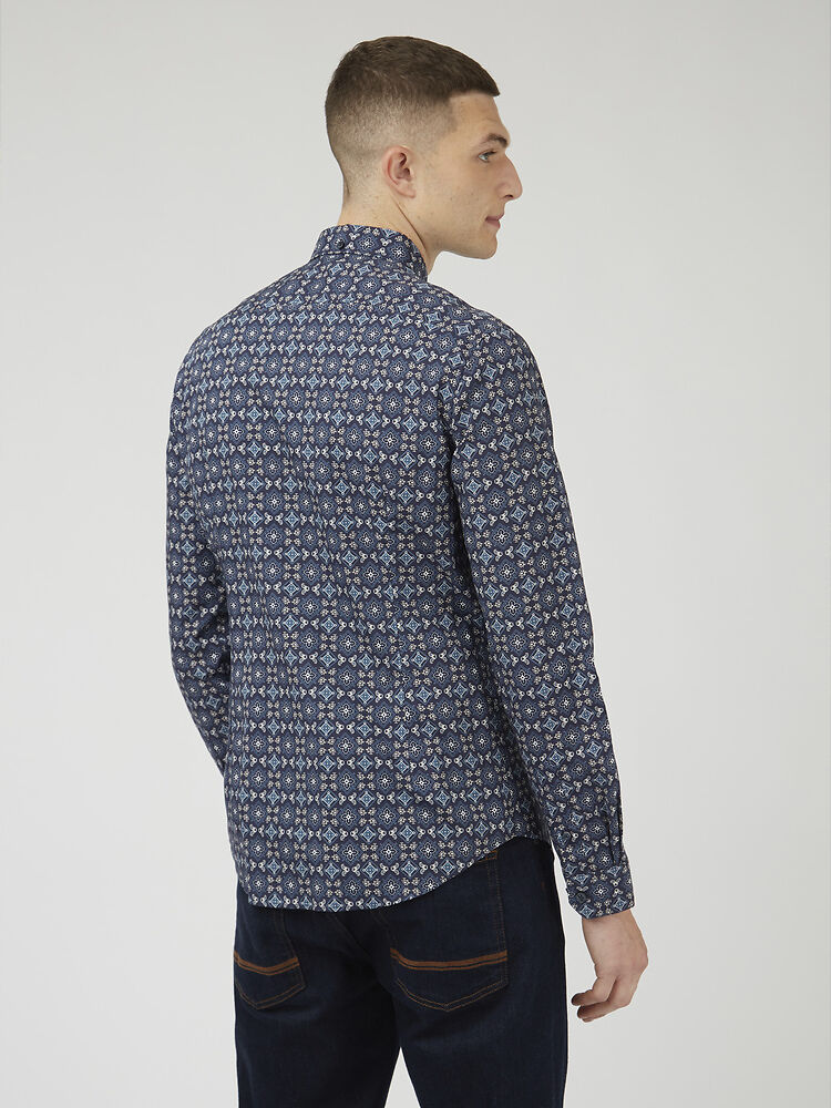 Ben Sherman - Foulard Print LS Shirt - Marine