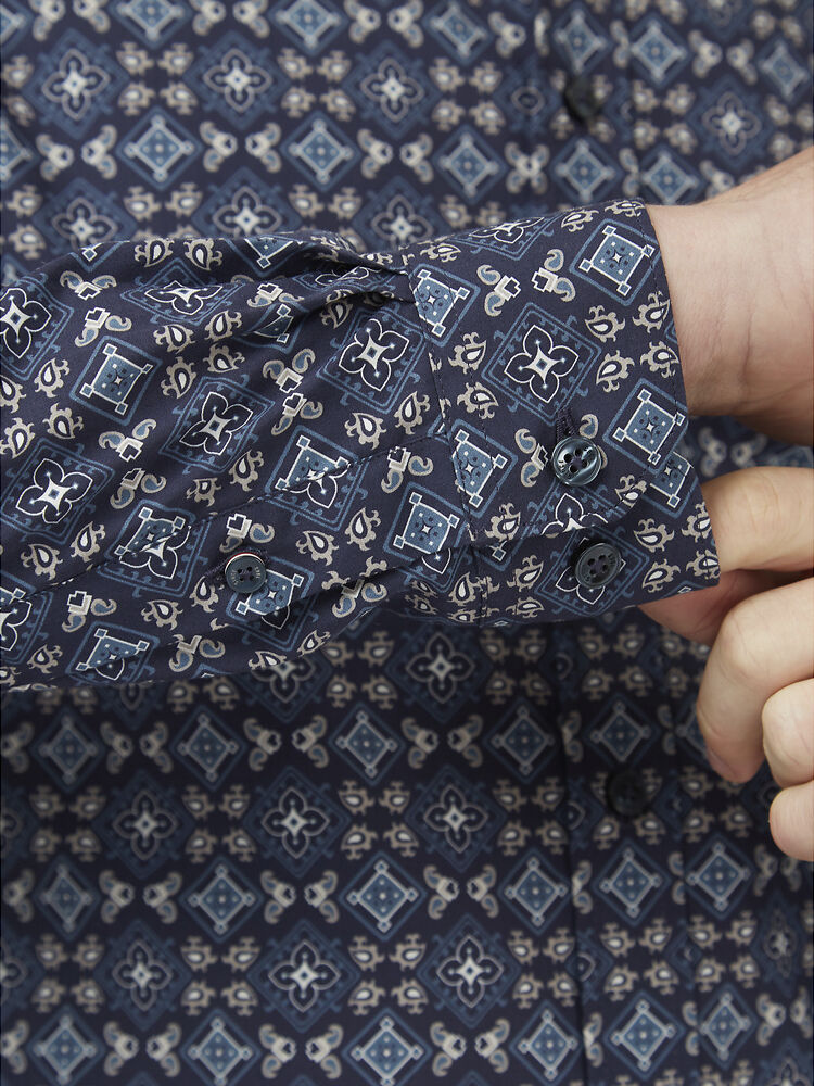 Ben Sherman - Foulard Print LS Shirt - Marine