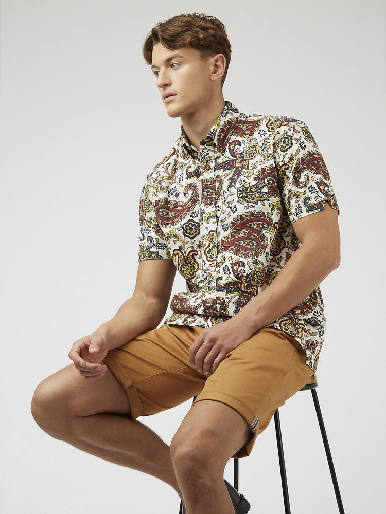 Ben Sherman - Large Paisley Print SS Shirt - Ivory