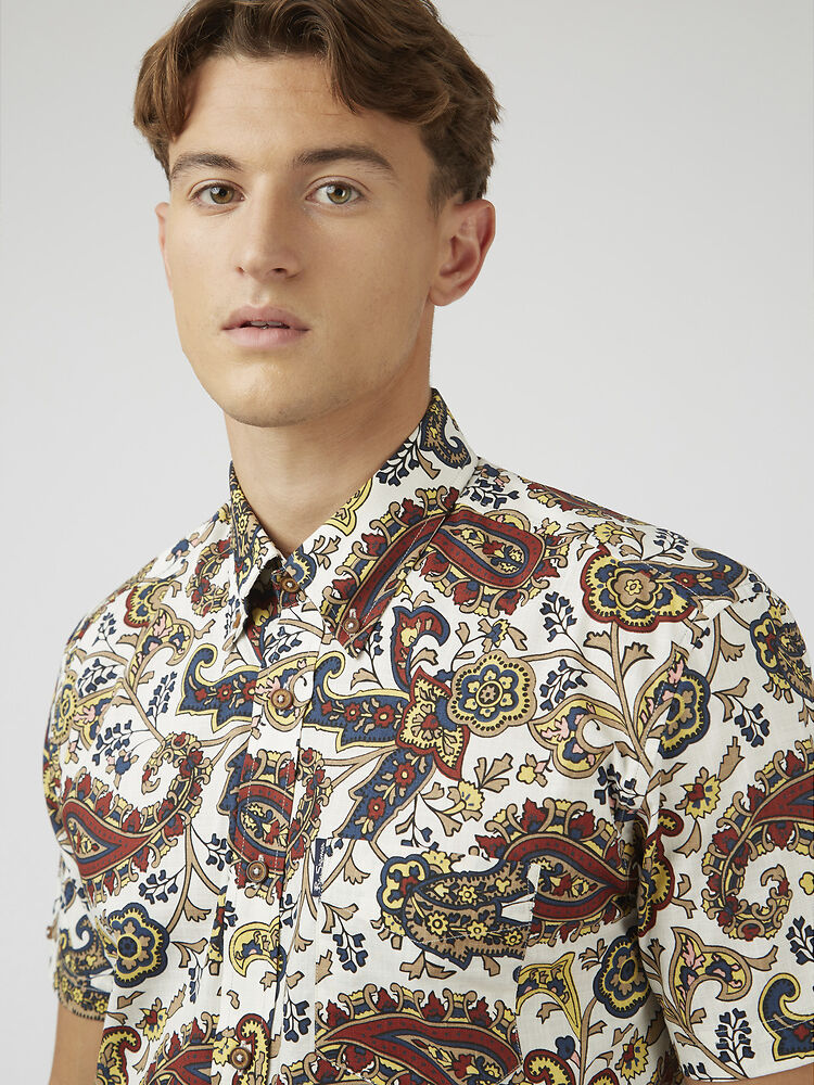 Ben Sherman - Large Paisley Print SS Shirt - Ivory