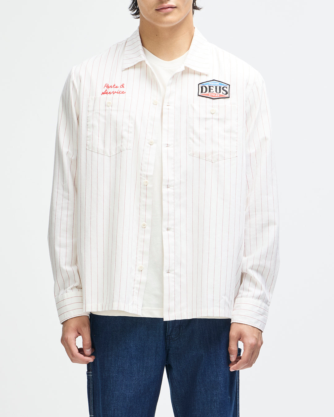 Deus - Forecourt Stripe LS Shirt - Vintage White