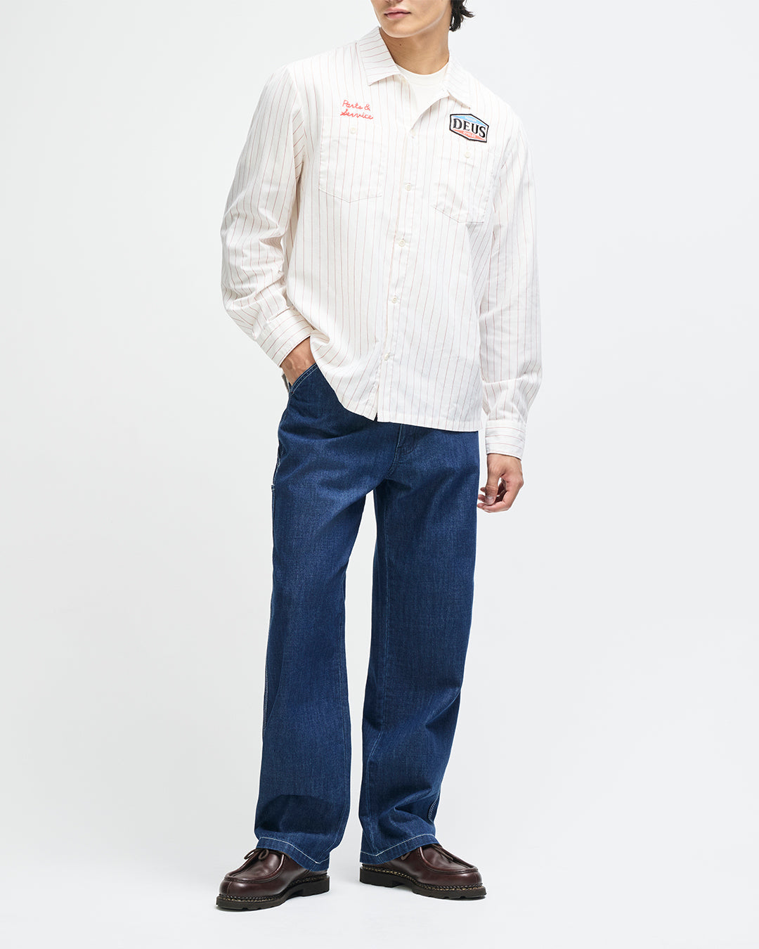 Deus - Forecourt Stripe LS Shirt - Vintage White