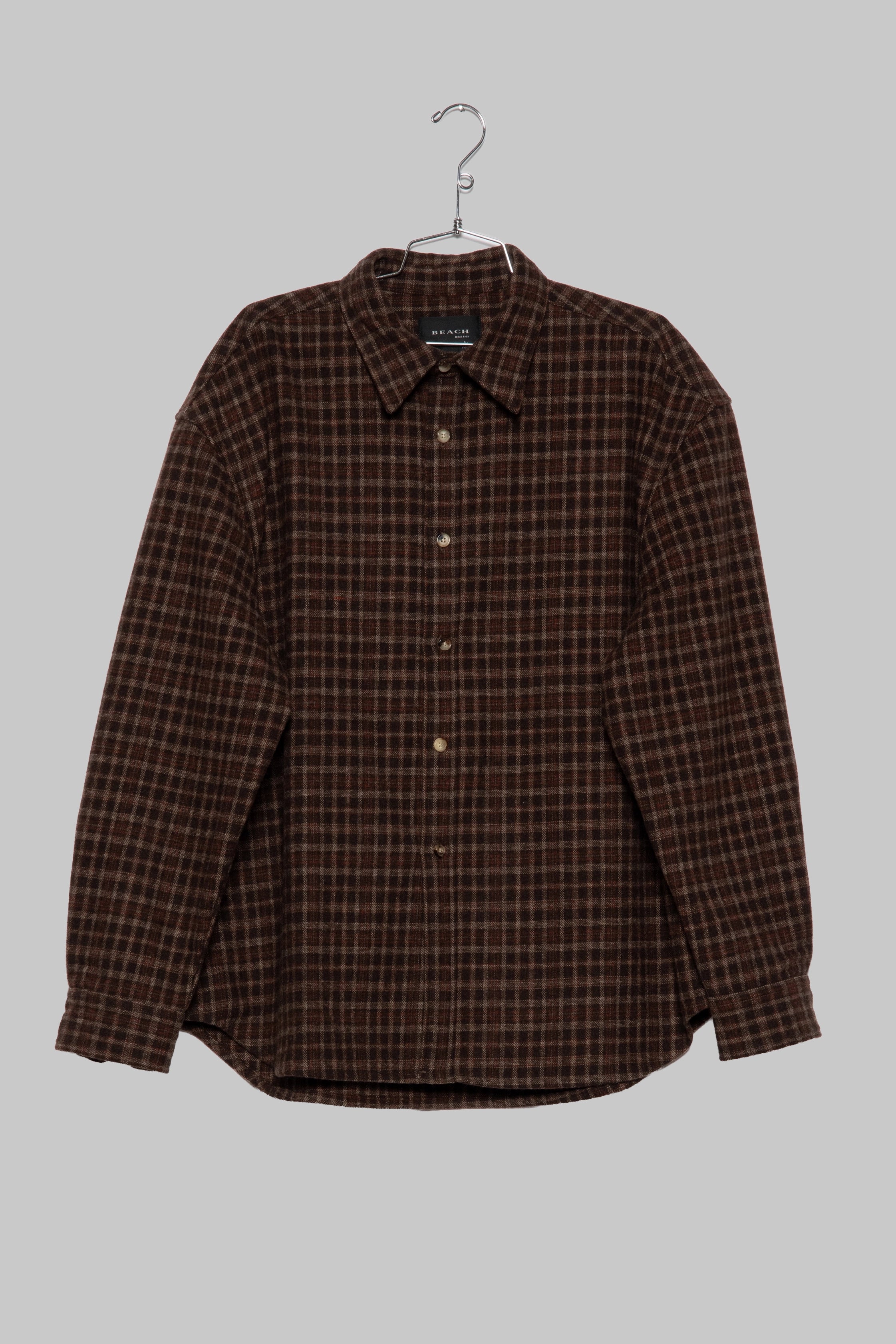 Beach Brains - Drop LS Shirt - Brown Plaid