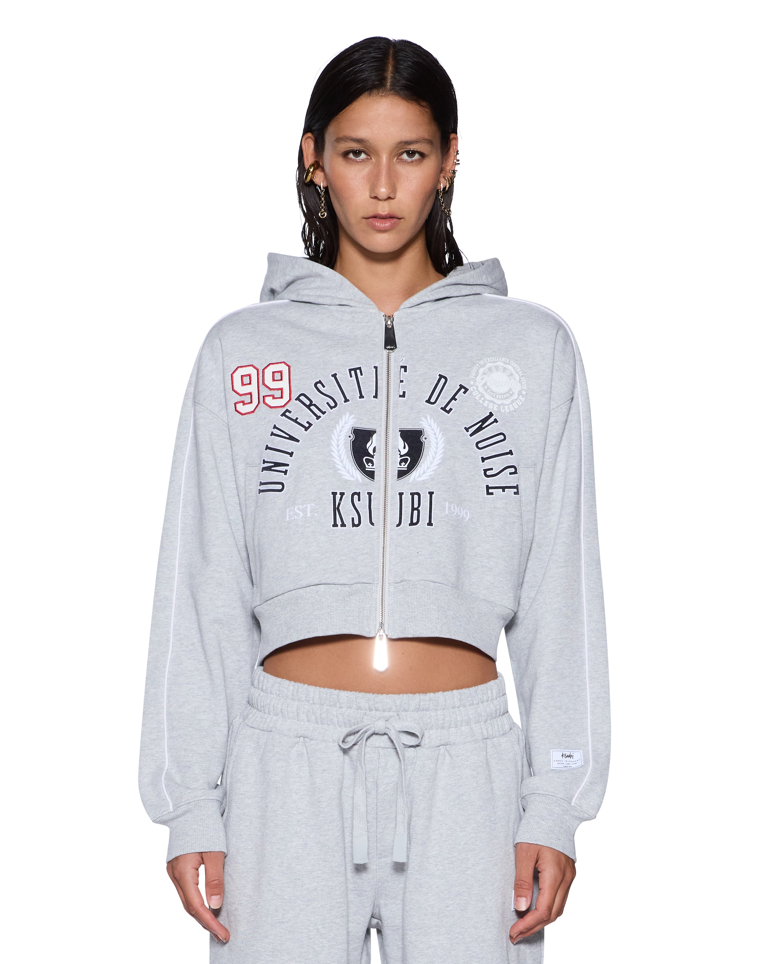 Ksubi - College Origin Zip Hoodie - Grey Marle
