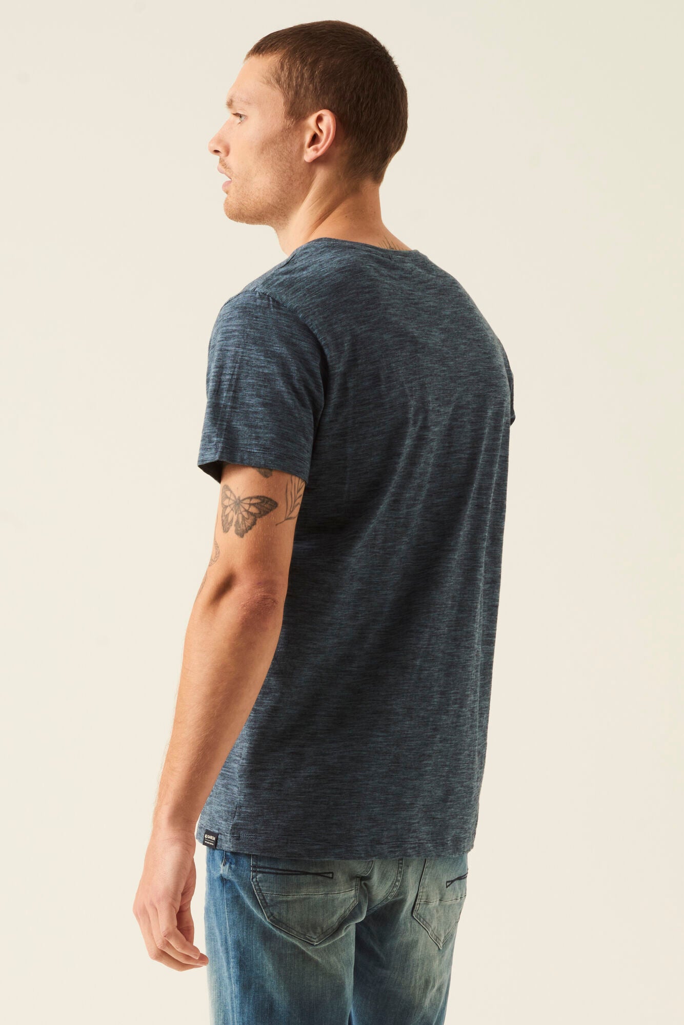 Garcia - Fine Stripe Pocket Tee - Blue Lake