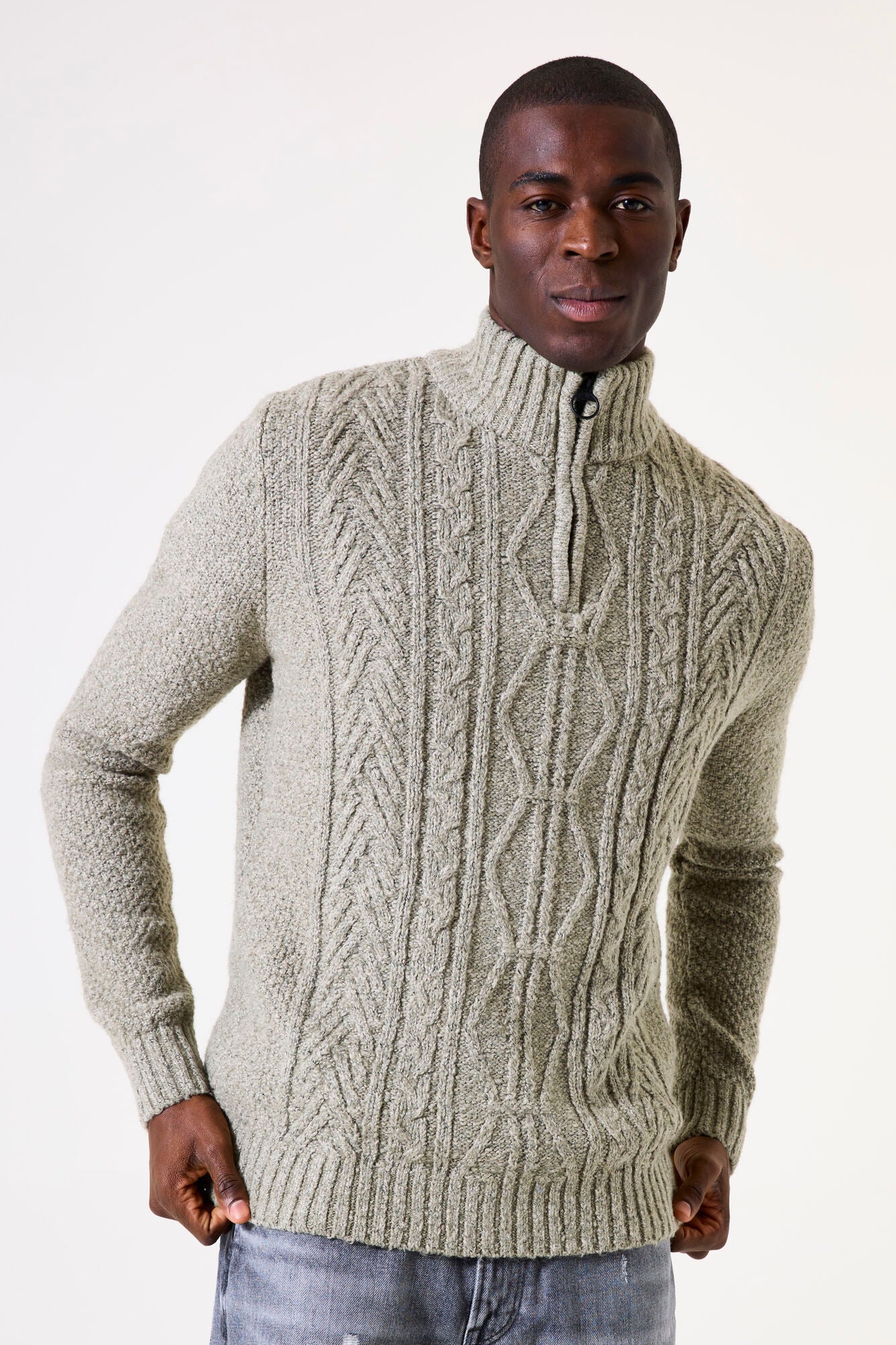 Garcia - Quarter Zip Knit Pullover - Vetiver