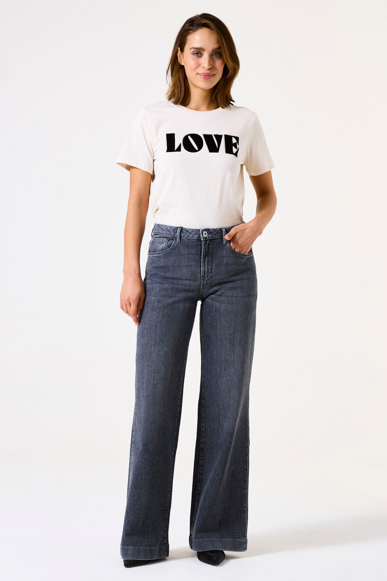 Garcia - Celia Wide Jean - Dark Used Grey