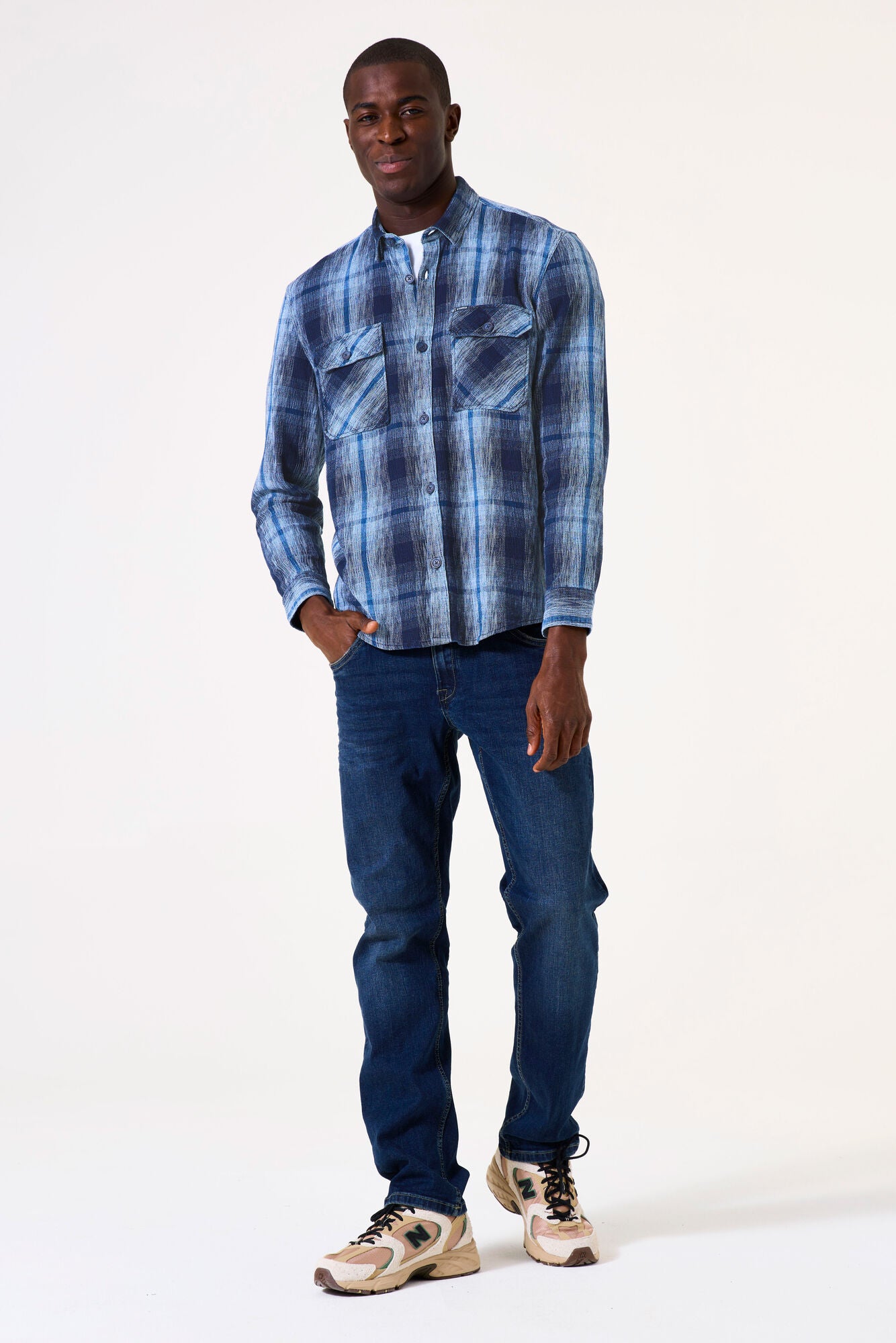 Garcia - Textured Check LS Shirt - Indigo