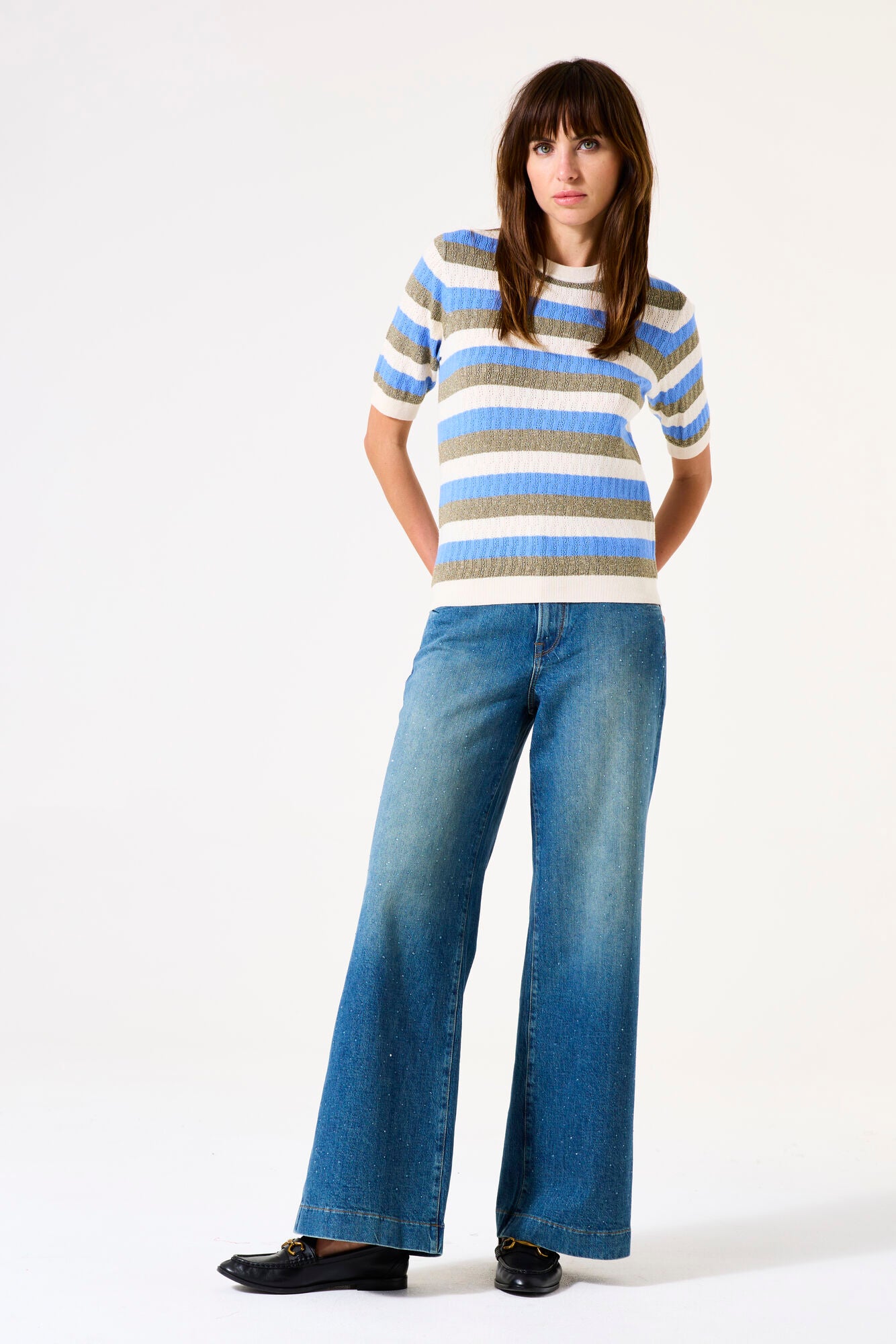 Garcia - Gold Stripe SS Pullover - Whitecap