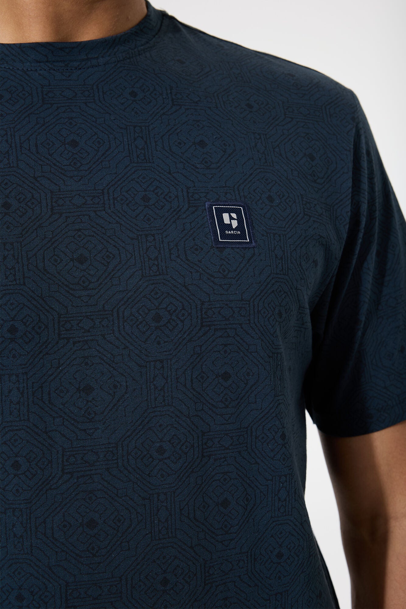Garcia - Geometric Tile Print Tee - Fossil Blue
