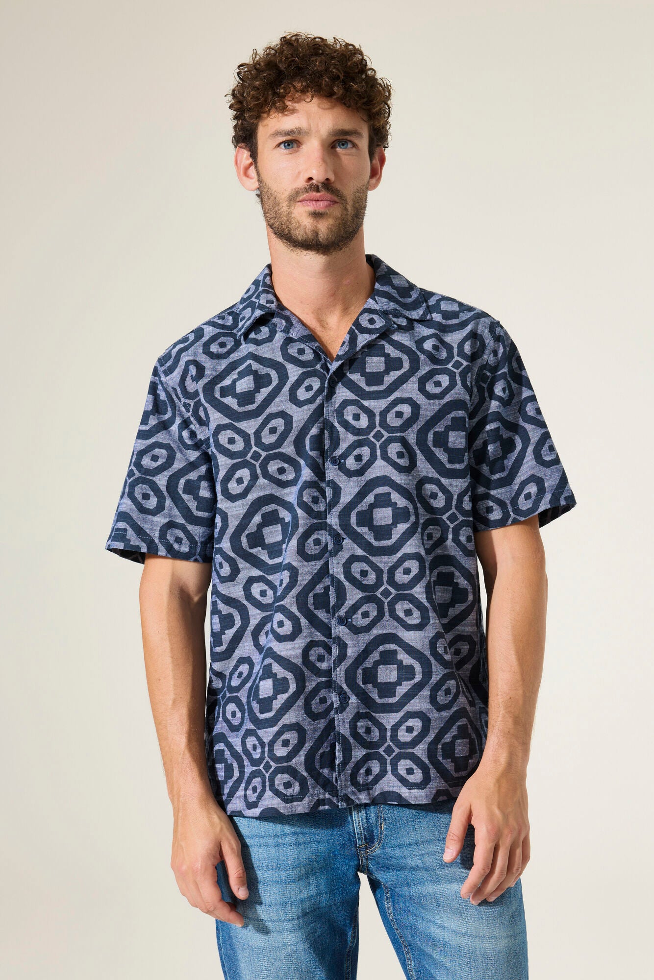 Garcia - Large Tile SS Shirt - Chambray