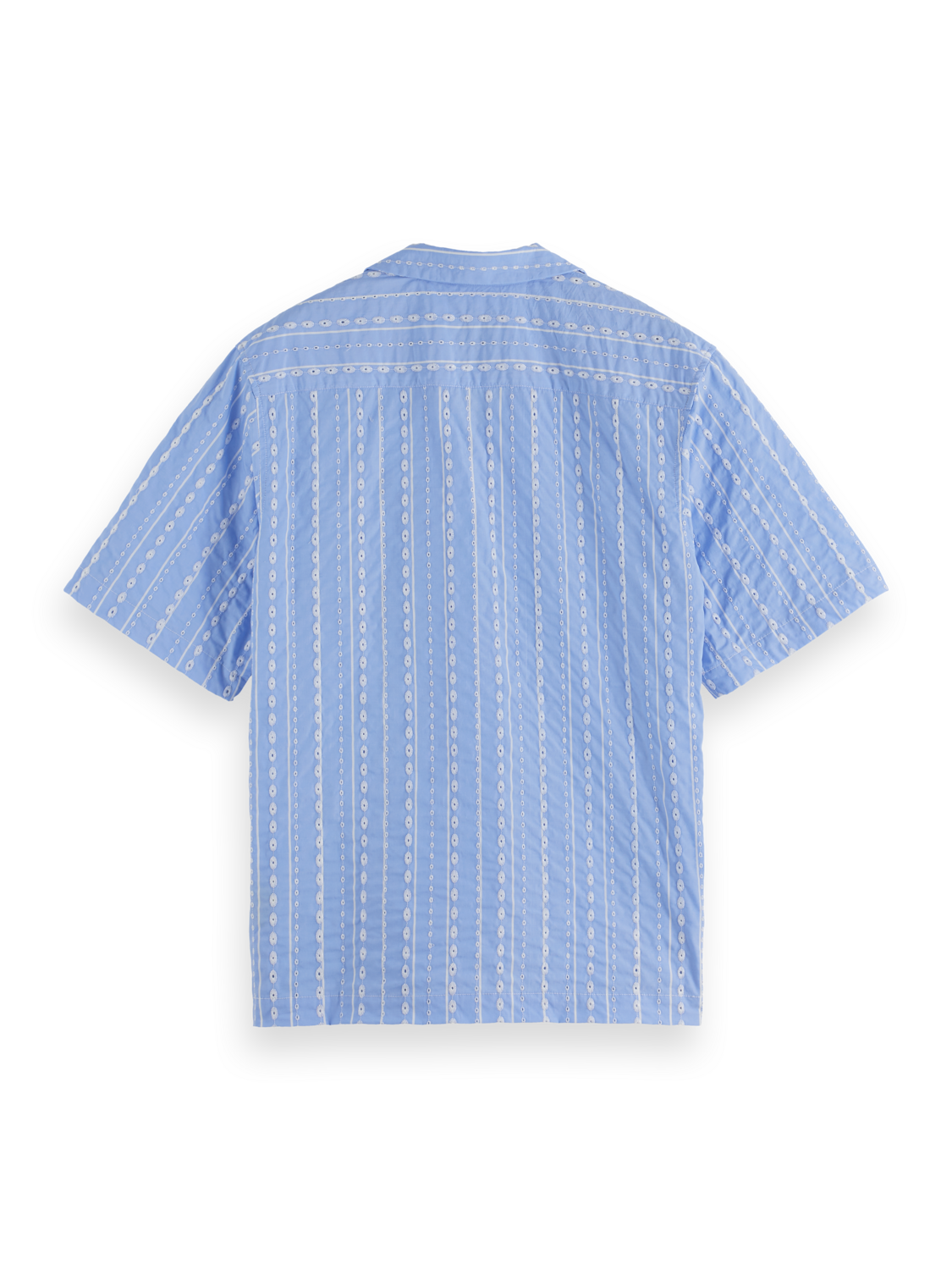 Scotch & Soda - Embroidered Stripe Relaxed Fit SS Shirt - Seersucker Sky Blue