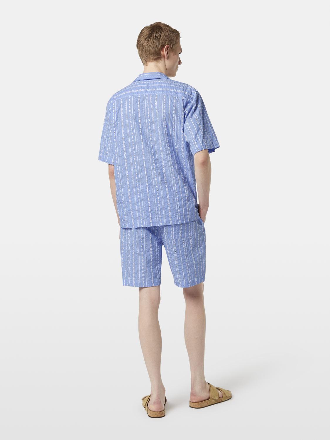Scotch & Soda - Embroidered Stripe Relaxed Fit SS Shirt - Seersucker Sky Blue