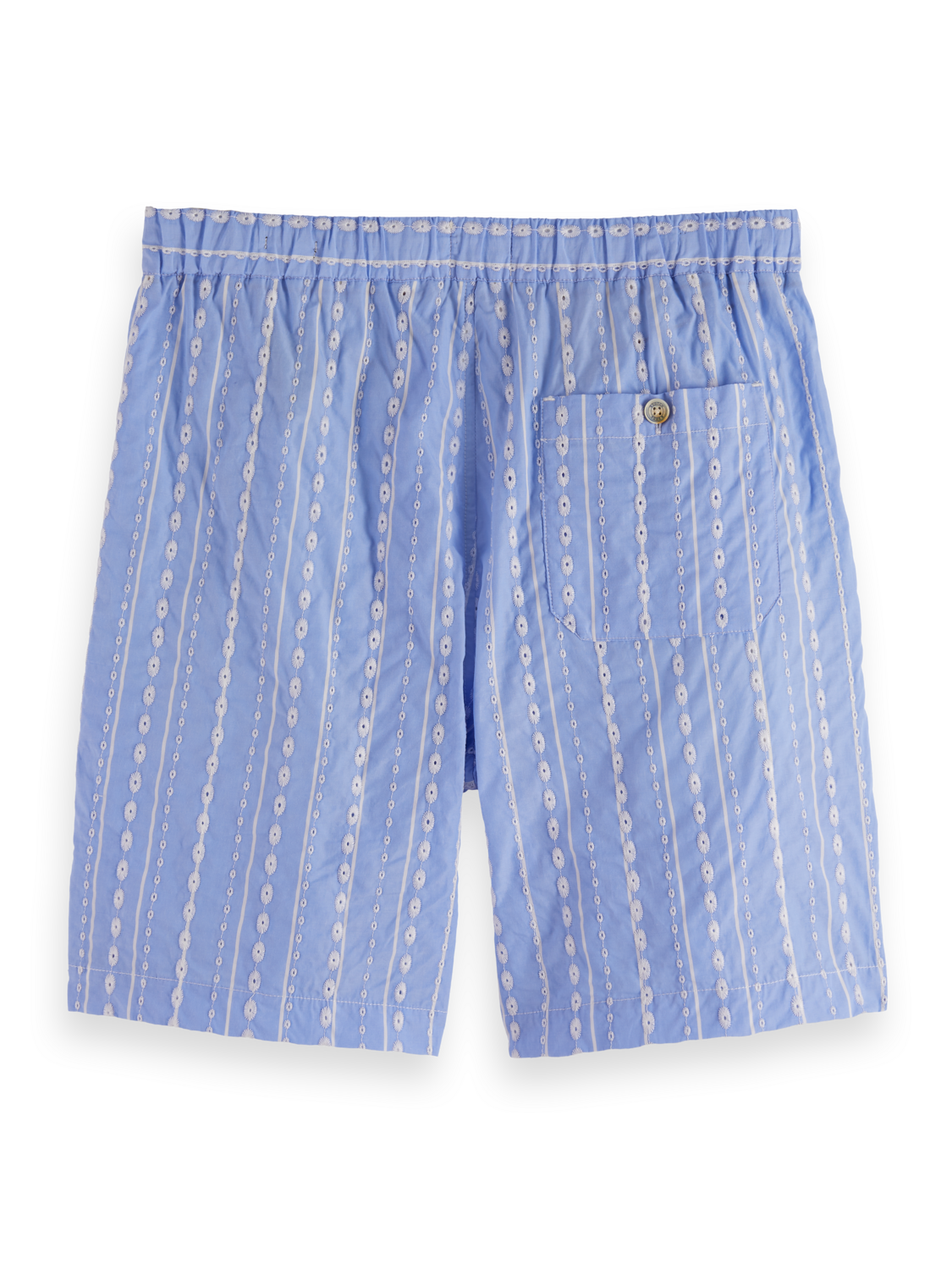 Scotch & Soda - Embroidered Stripe Seersucker Short - Sky Blue