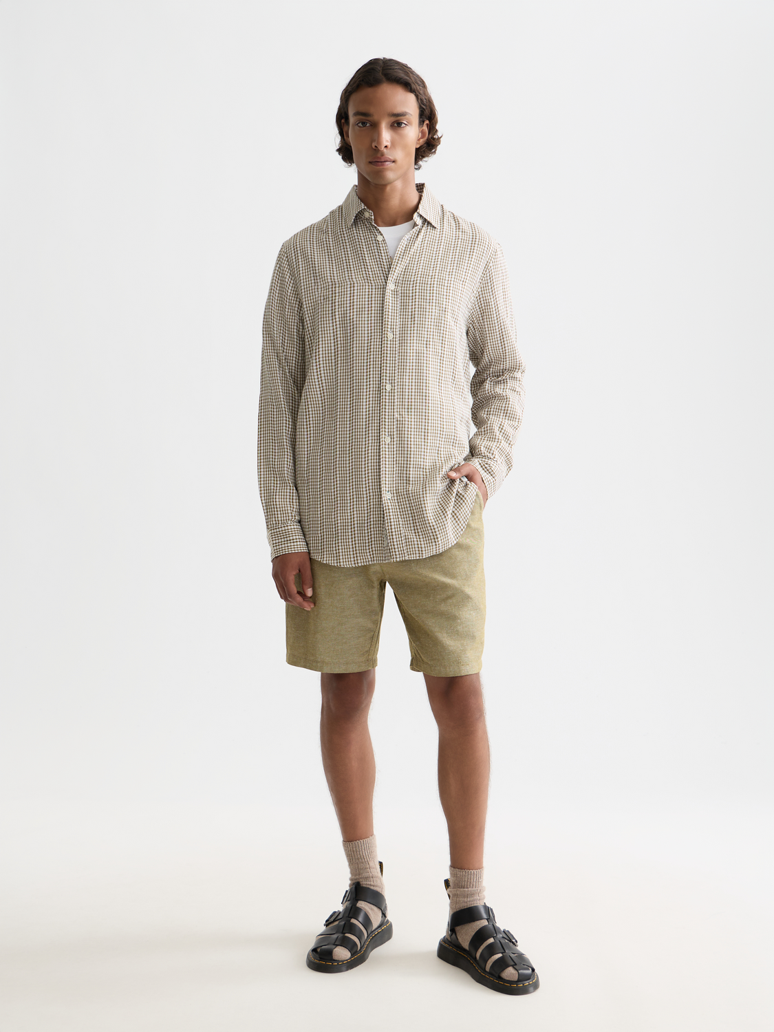 Scotch & Soda - Microcheck Poplin Shirt - Green Moss Micro Check