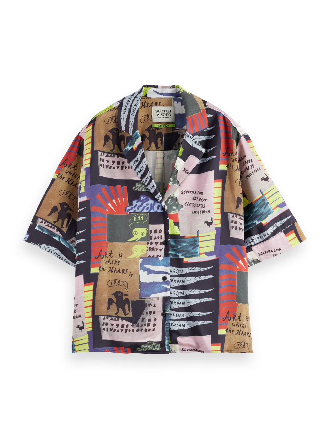 Maison Scotch - Printed SS Fluid Shirt - Art Dept Collage Multicolour