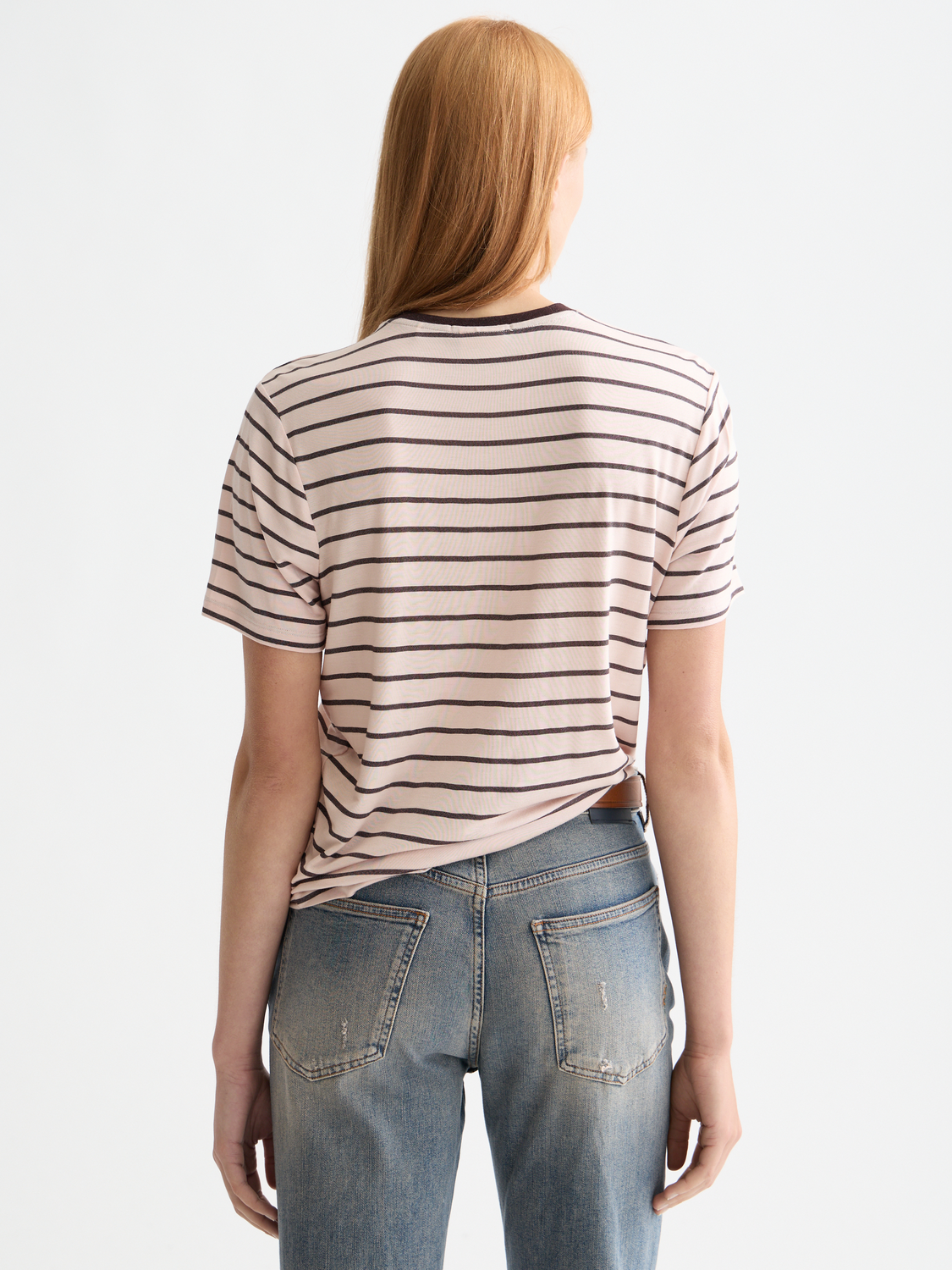 Maison Scotch - Striped Regular Fit Tee - Chocolate Plum/Barely There