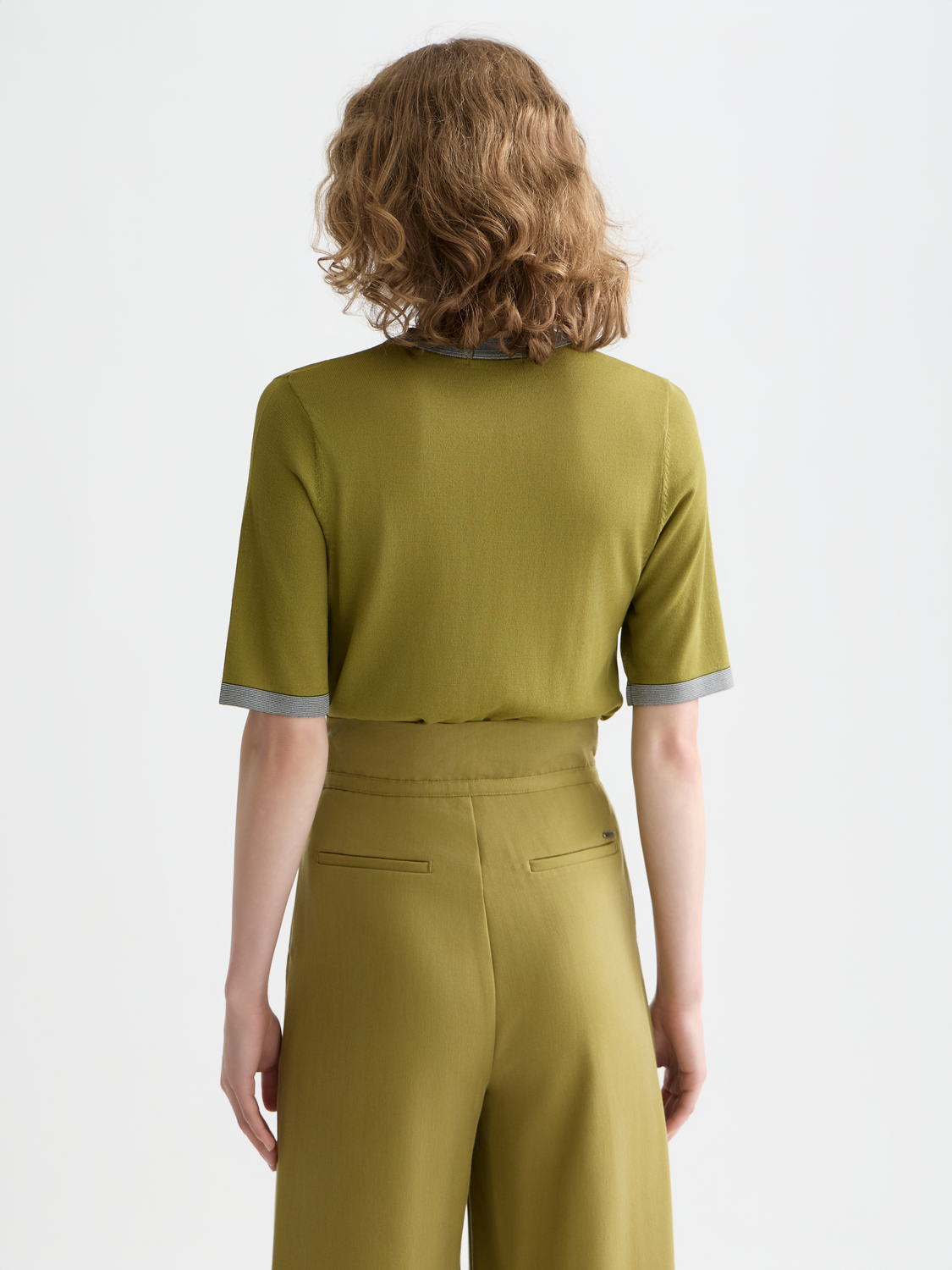Maison Scotch - Stripe Trim SS Pullover - Green Moss