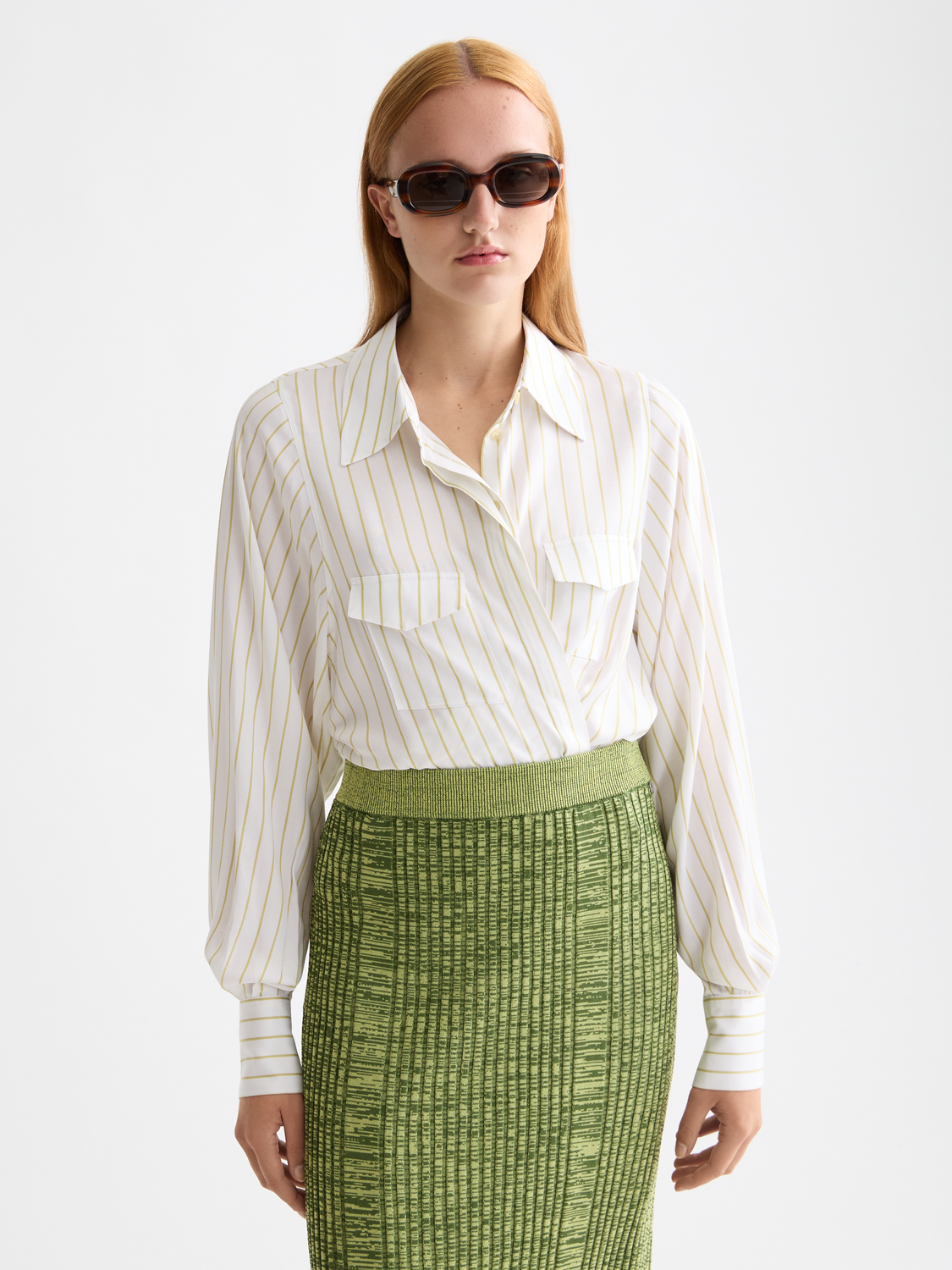 Maison Scotch - Striped Pocket Shirt - Golden Green Stripe