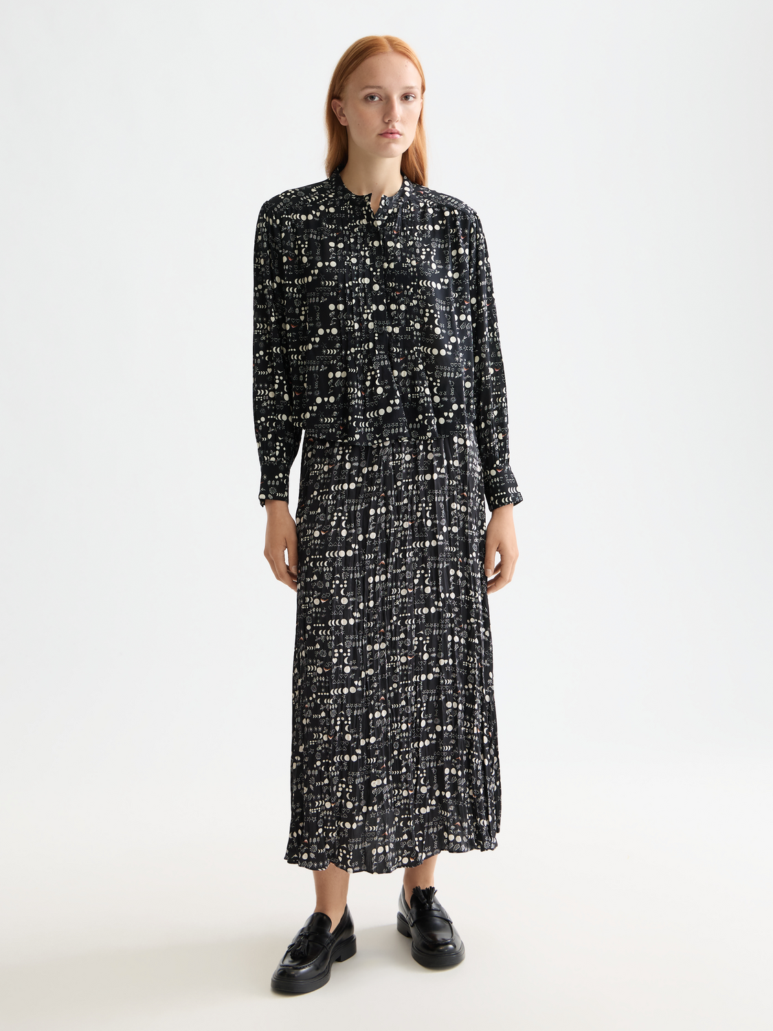 Maison Scotch - Printed Pintuck Blouse - Moon Gardening