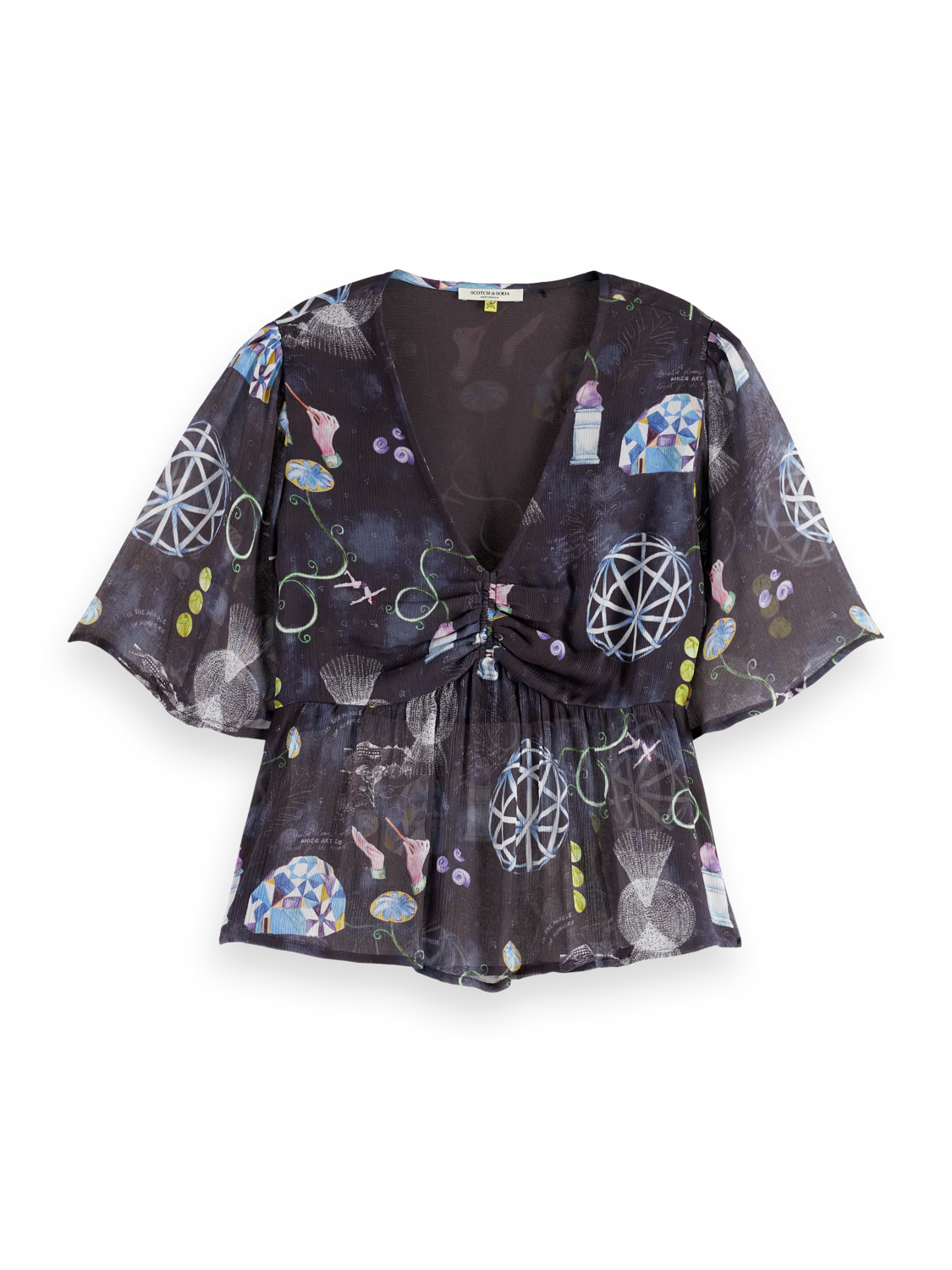 Maison Scotch - Peplum SS Top - Black Mountain