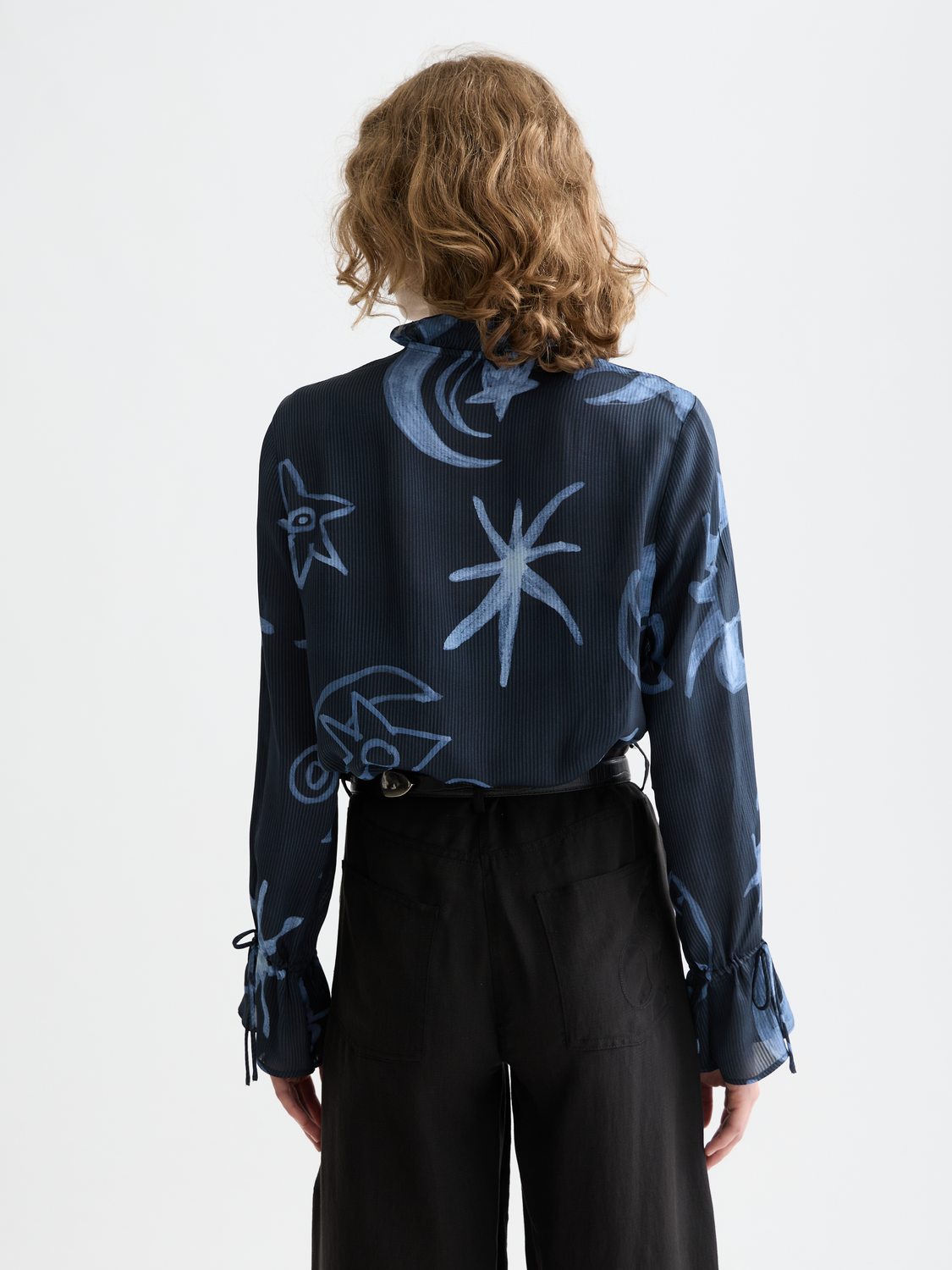 Maison Scotch - Printed Drawstring Cuffs Blouse - Cosmic Sky Spaced