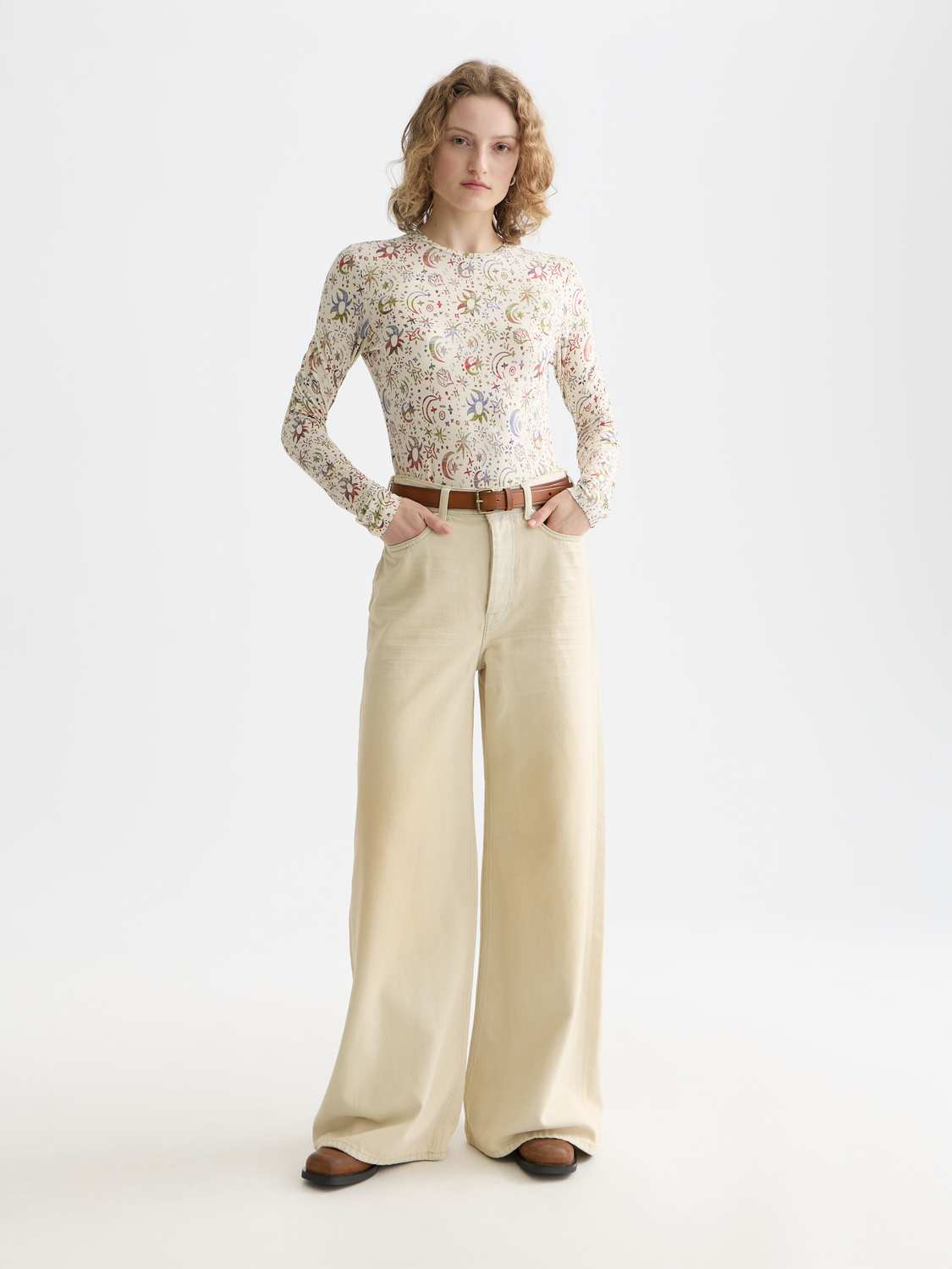 Maison Scotch - All Over Printed LS Tee - Cosmic Sky Eggnog