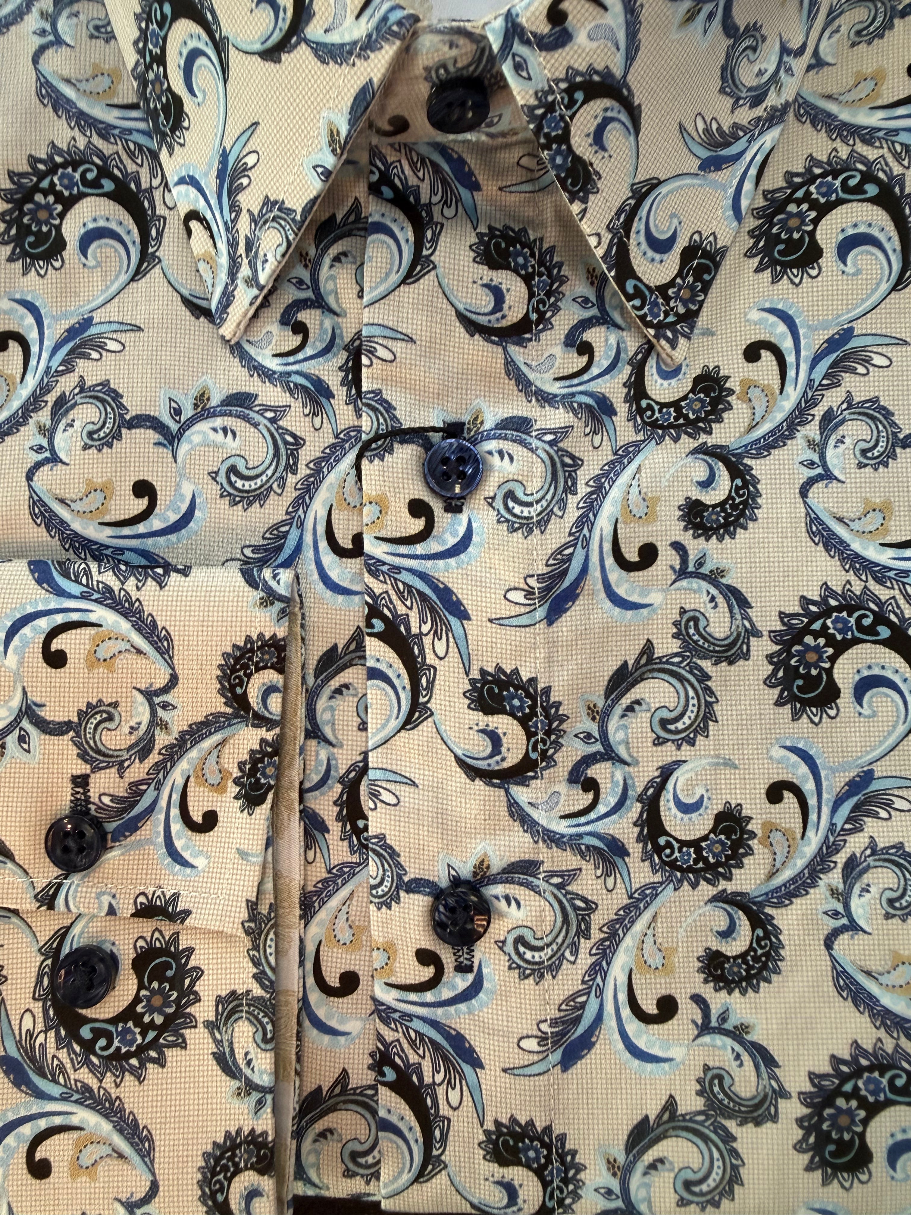 English Laundry - John Lennon LS Shirt - Beige/Blue Paisley
