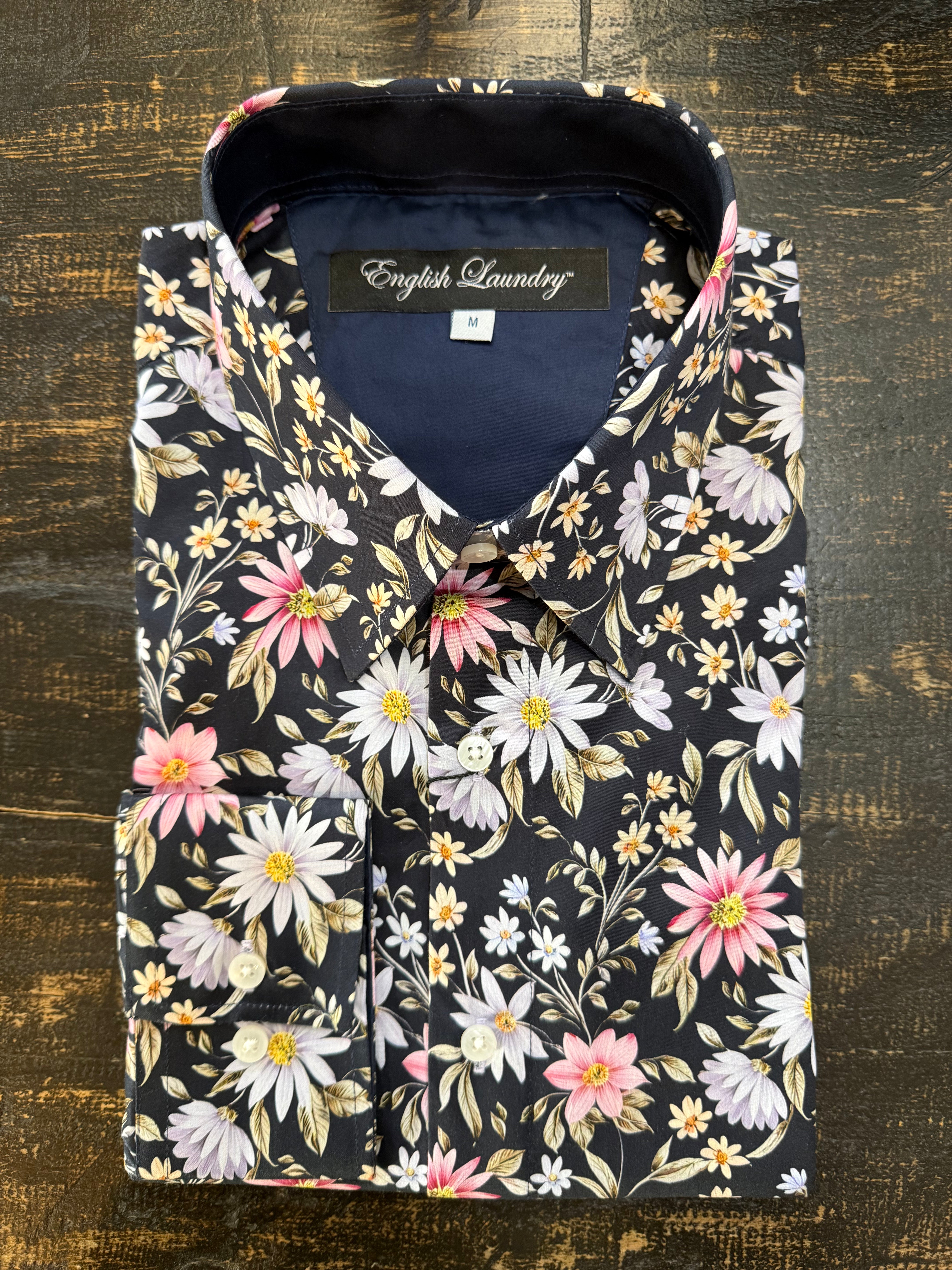English Laundry - John Lennon LS Shirt - Bright Navy Floral