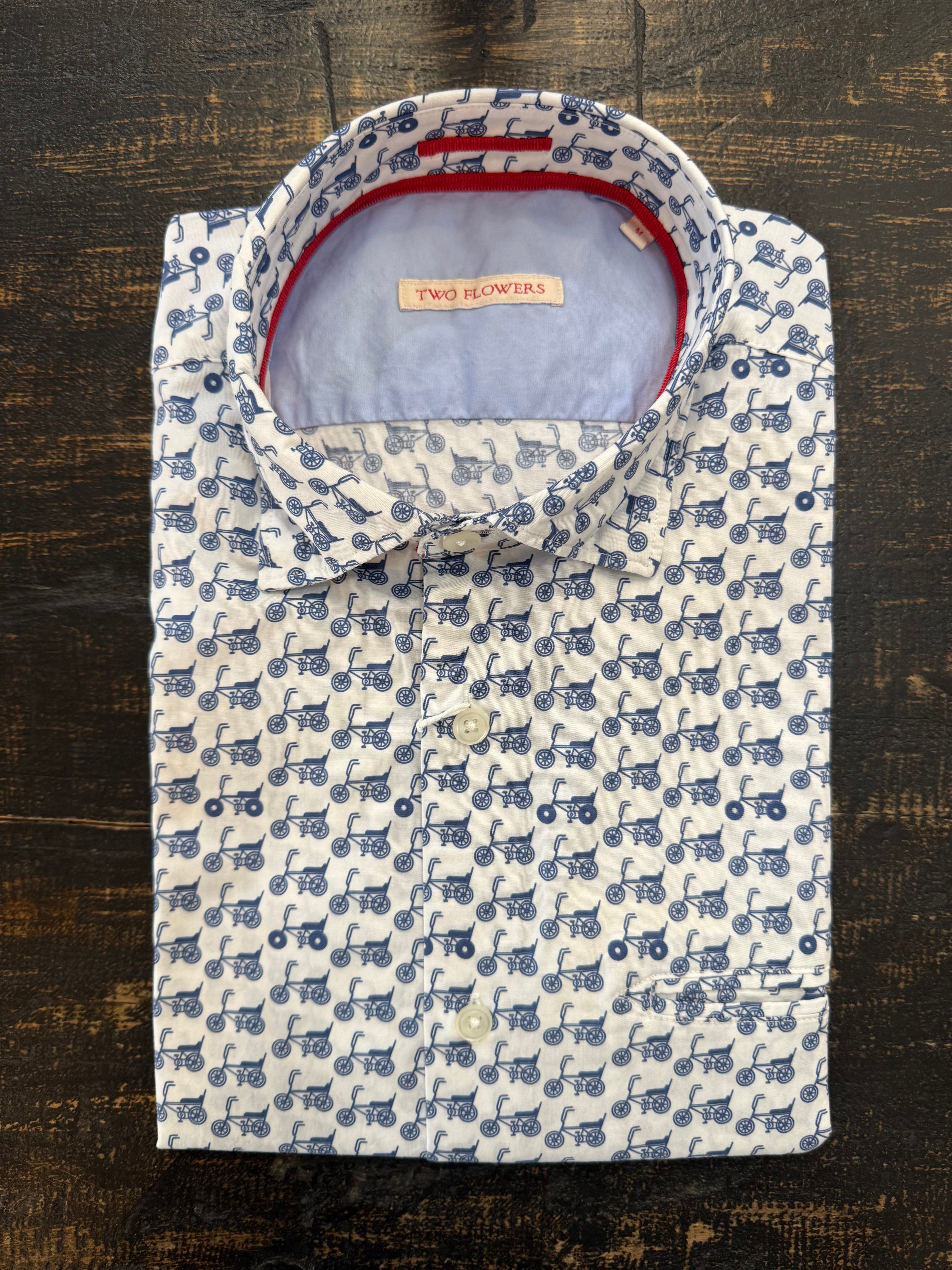 Two Flowers - Flo HBD SS Shirt - Blue Chopper Bike