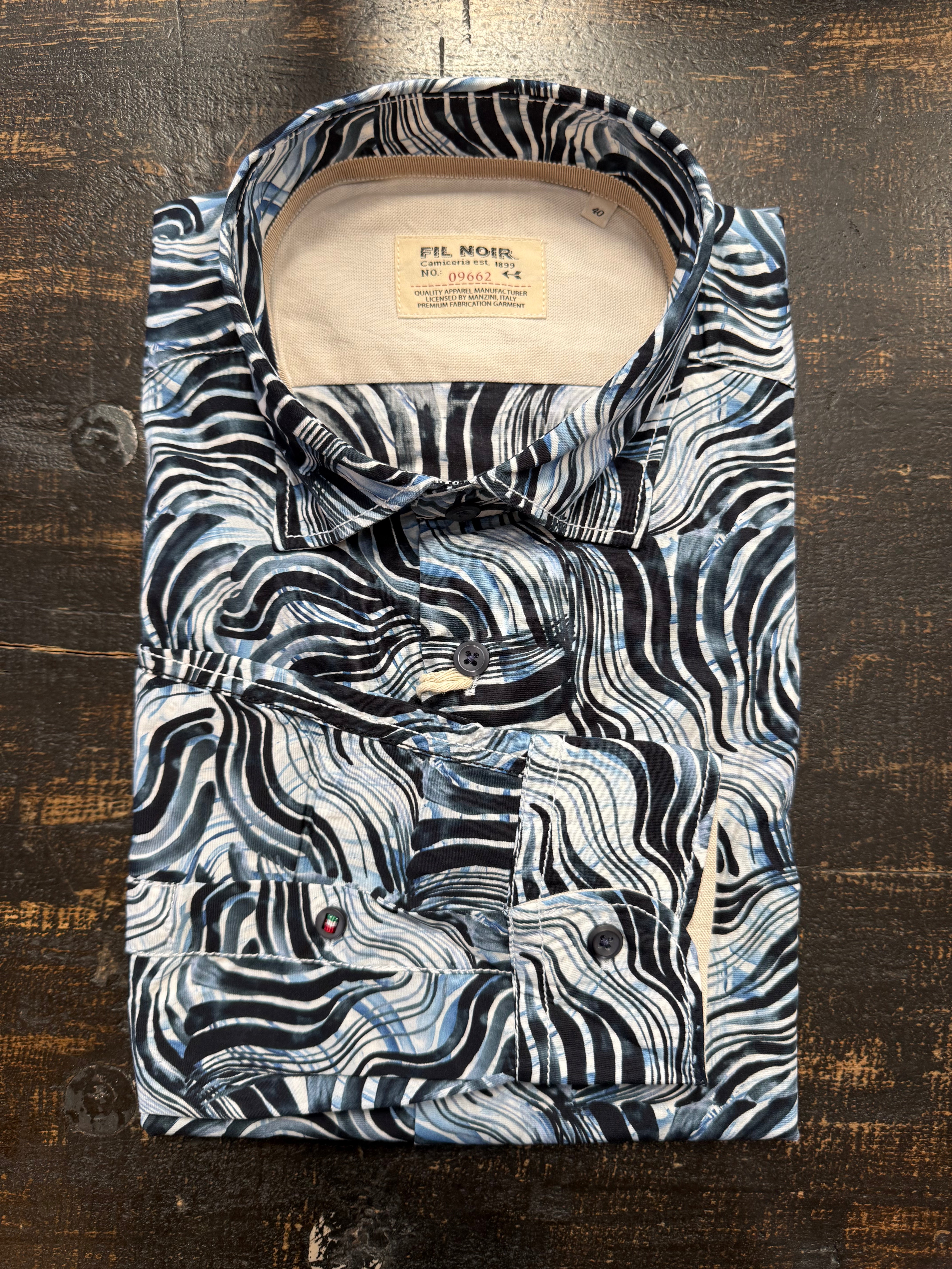 Fil Noir - Treviso HBD Shirt - Indigo Ocean Swirl
